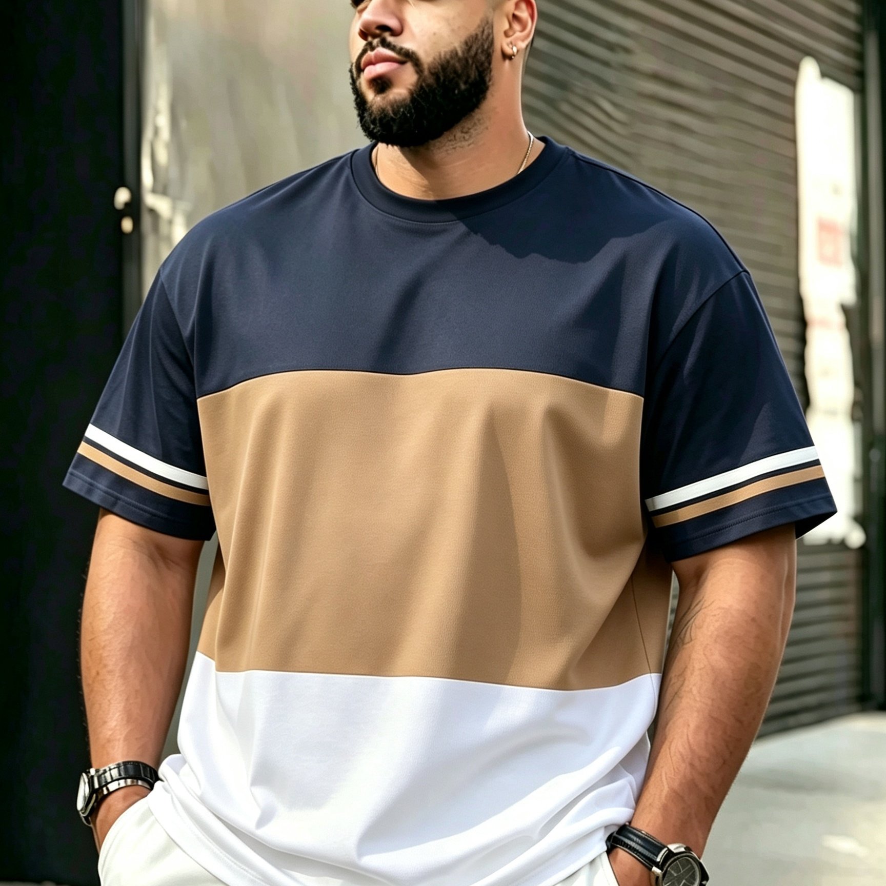 TEMU Men's T-shirt, Plus Size Men's Clothing, Summer Short Sleeve Crew Neck Top, Comfortable And Breathable Pullover, Versatile For Daily Wear,