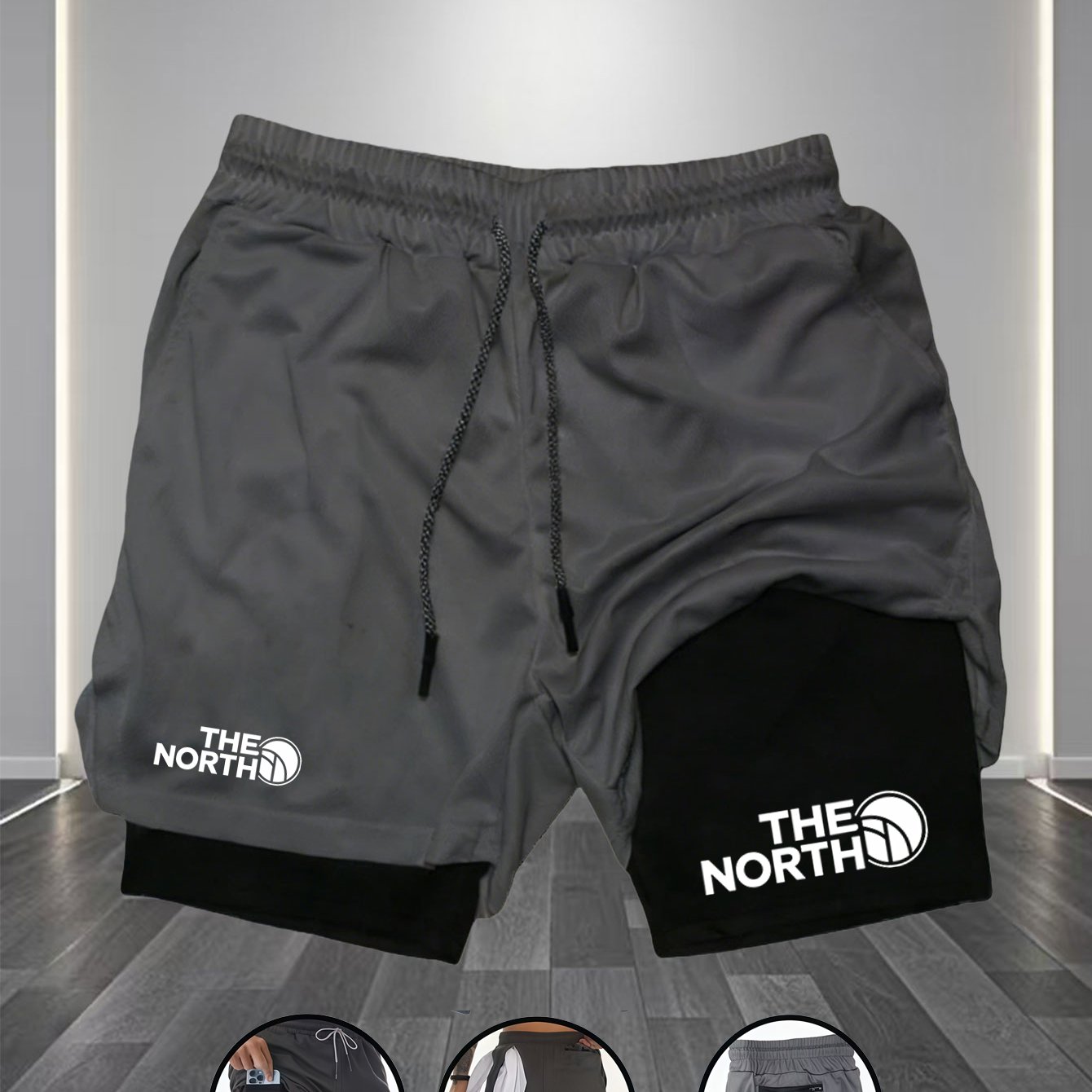 TEMU Breathable Quick-dry Shorts | Men's Athletic Double-layer Shorts Quick-dry Breathable 2-in-1 Running Shorts High-elastic Lining Anti-exposure
