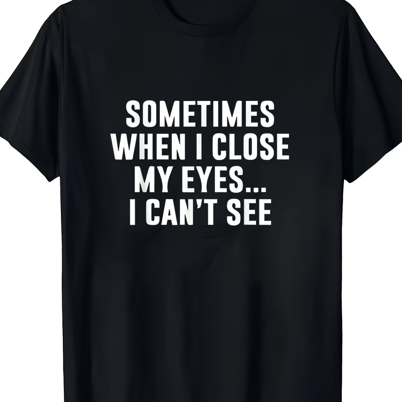 TEMU Fun Printed T-shirt- Black Short Sleeve Round Neck Casual Shirt, Humorous Iital Print , Suitable Aily Casual Wear, Washable, Suitable (reular