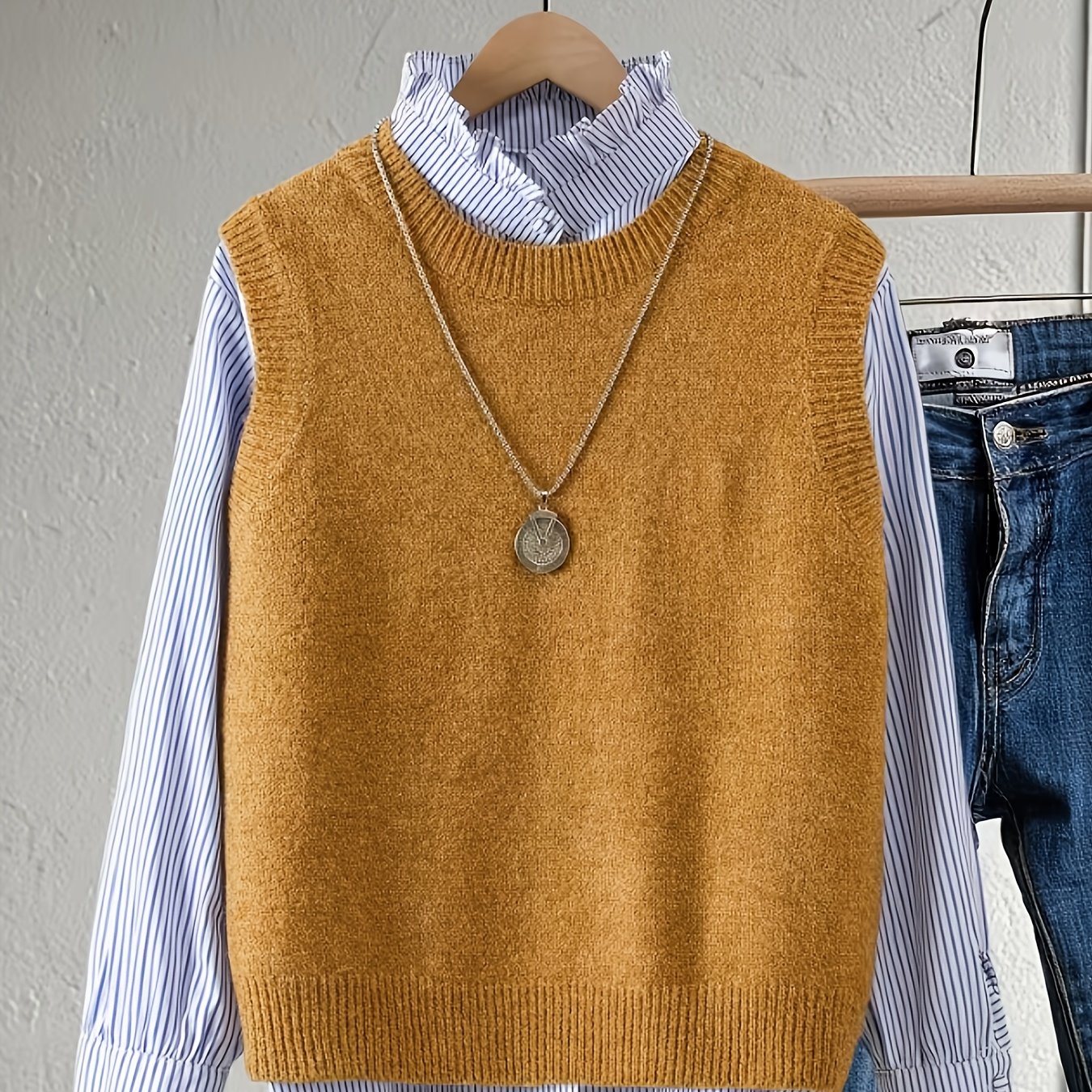 TEMU Chaleco Estilo Coreano para Mujer, Cuello Sin , para Capas