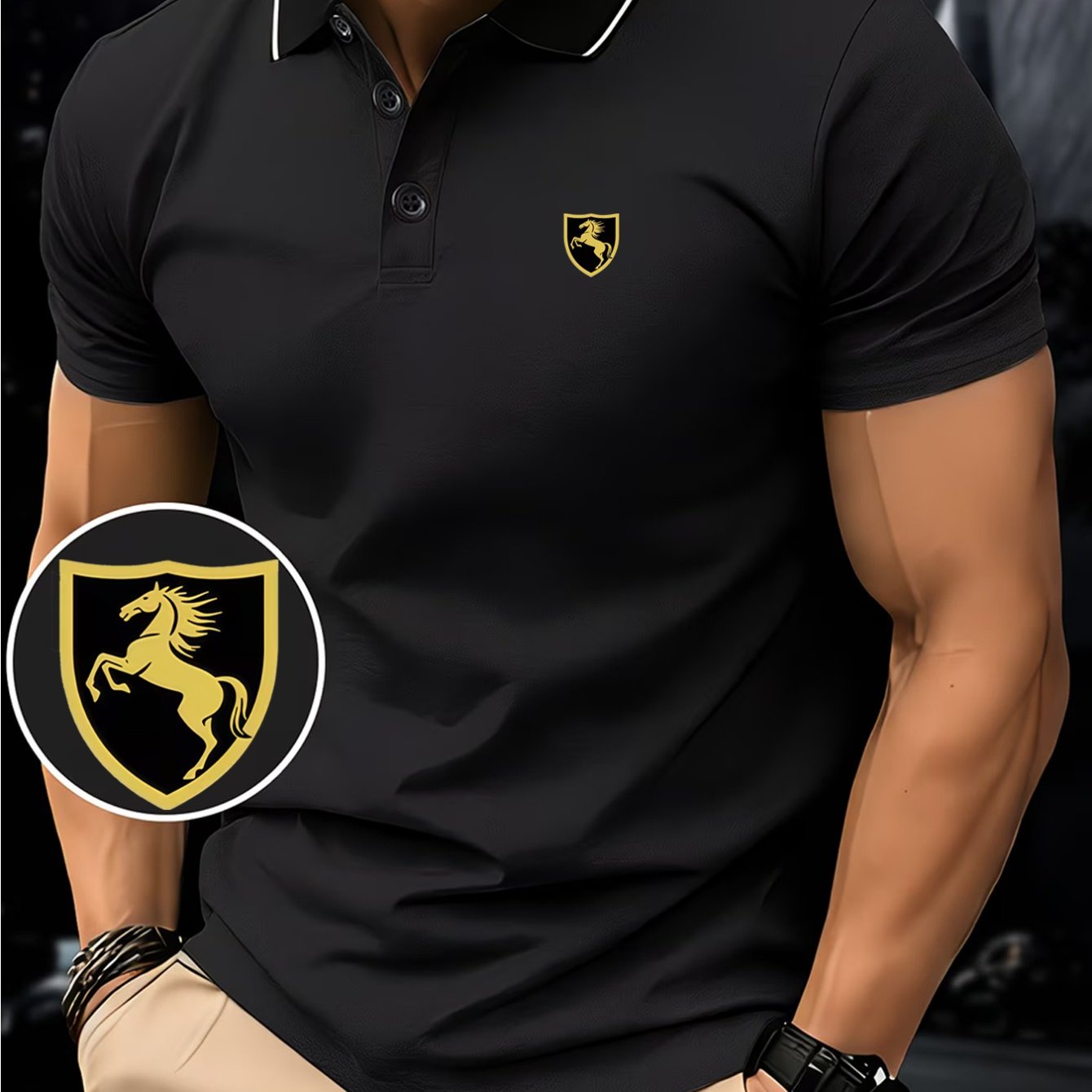 TEMU Minimalist Element Print, Summer Men's Shirt Short Sleeve Golf â Use, Outdoor Activities, Casual Wear, And â Perfect For Fitness, Running, Go