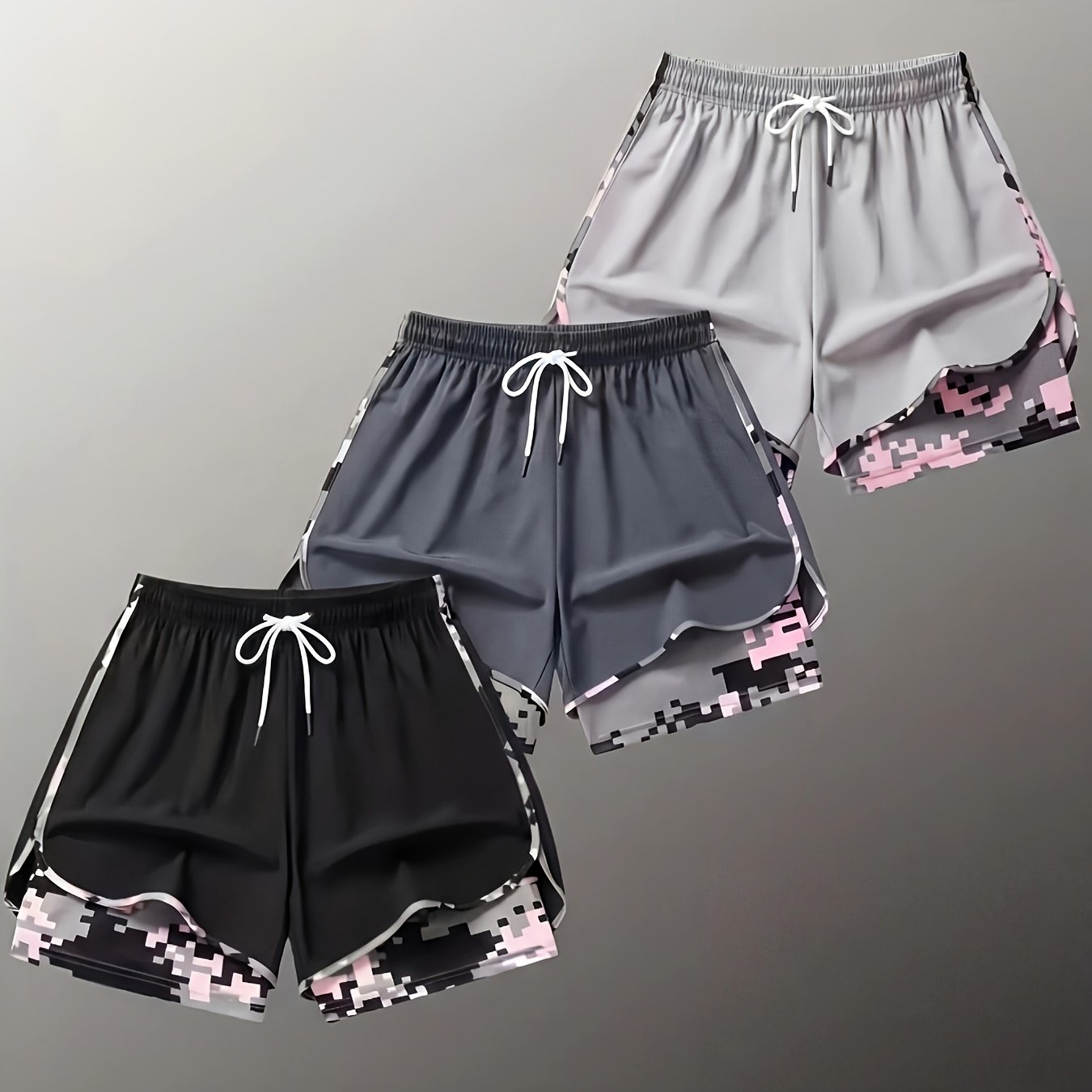 TEMU 3 Pairs Women's Plus Size Camouflage Shorts - Breathable Quick-dry Non-stretch Shorts Suitable For, Outdoor & Casual Wear With Camo Pattern,