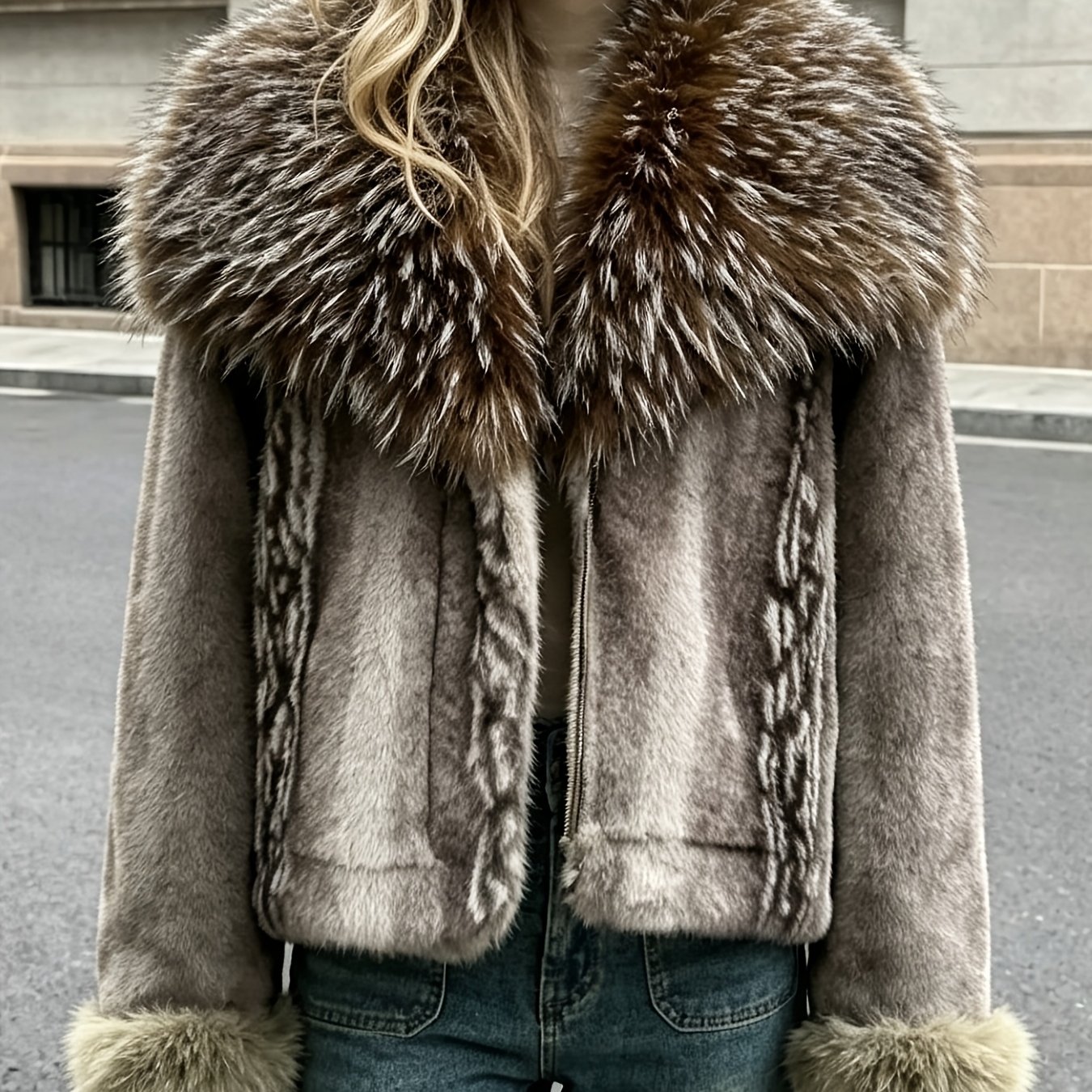 Plus Size, Plus-size Women's Autumn And Faux Shawl Collar Coat