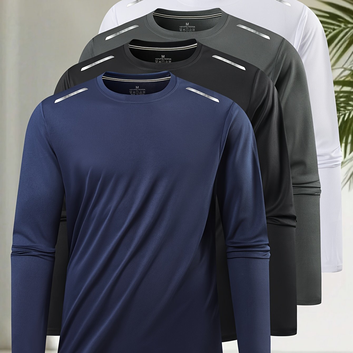 TEMU Men's Long-sleeve T-shirt - Breathable, Casual Round Neck, Print Design - Suitable For Spring And Autumn Wear, Versatile Clothing, Comfortable