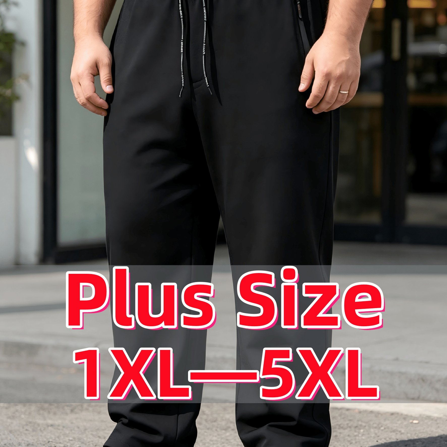 TEMU Men's Plus Size Loose Fit Casual Pants For Spring/summer, Relaxed And Comfortable, Plus Size Men's Casual Trousers, Slightly Stretchy,