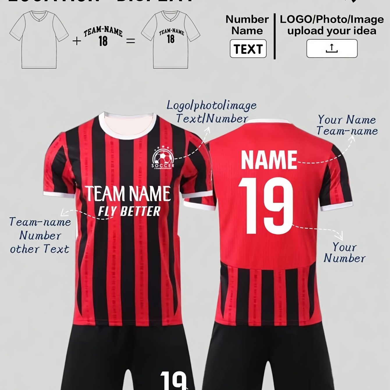 TEMU Custom Men's Crew Neck T-shirt And Shorts Set - Adult Jersey With Name And Number. Comfortable, Breathable, Heat-dissipating, Quick-drying 2pcs