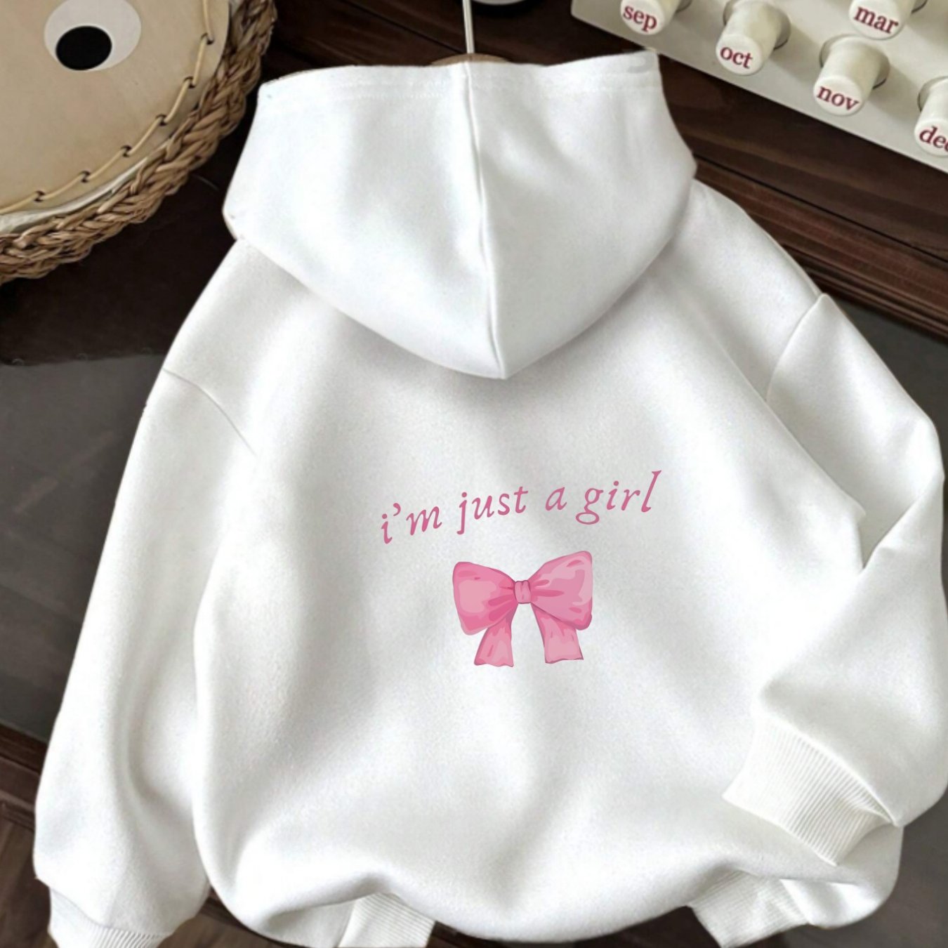 TEMU Sweat à capuche tendance avec nœud rose et motif de lettres, sweat à capuche décontracté pour l'hiver et , 220 (G/M2), pull décontracté lavable