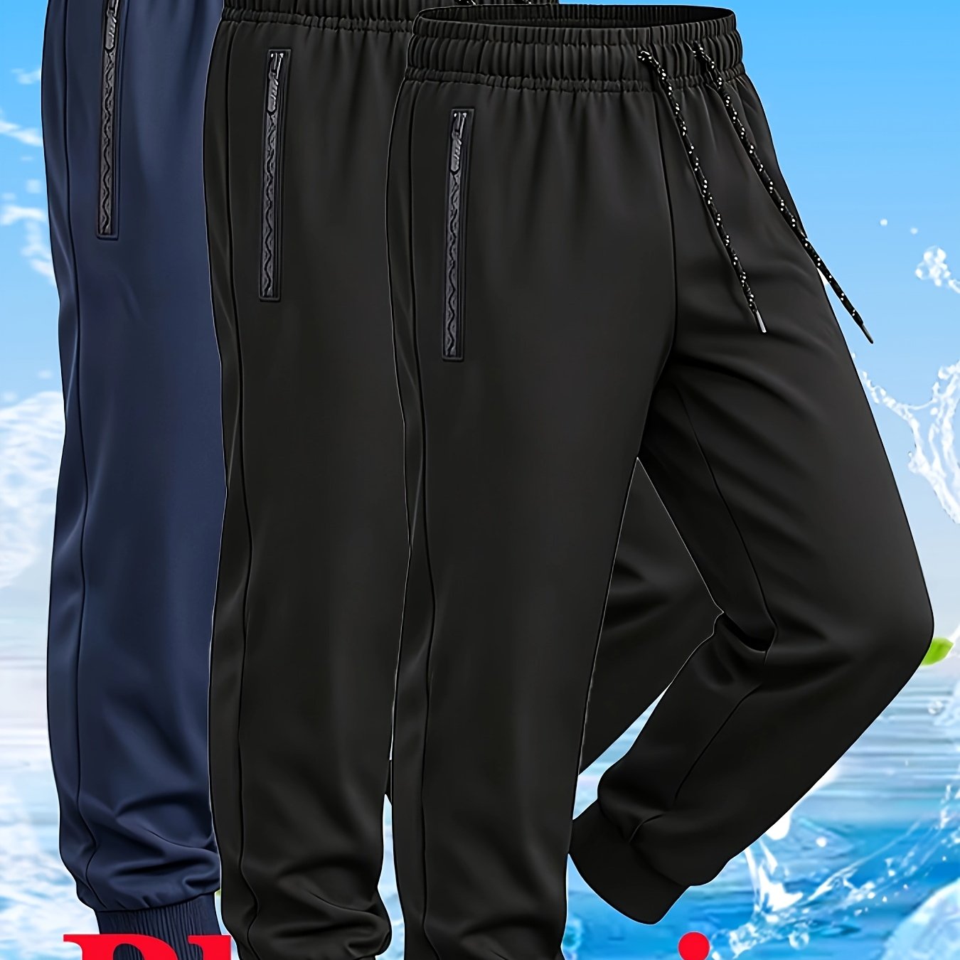 TEMU Set Of 3 Large-sized Men's Sports Casual Pants, Stylish Loose-fitting Long Sports Trousers, Trendy Versatile Long Pants For Men, Plus Size