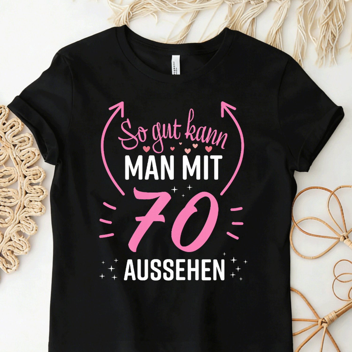 70th Birthday Women Woman Decoration Funny 70s 1951 Birthday T-shirt Black For Men Women Unisex Funny T-shirt, 180g