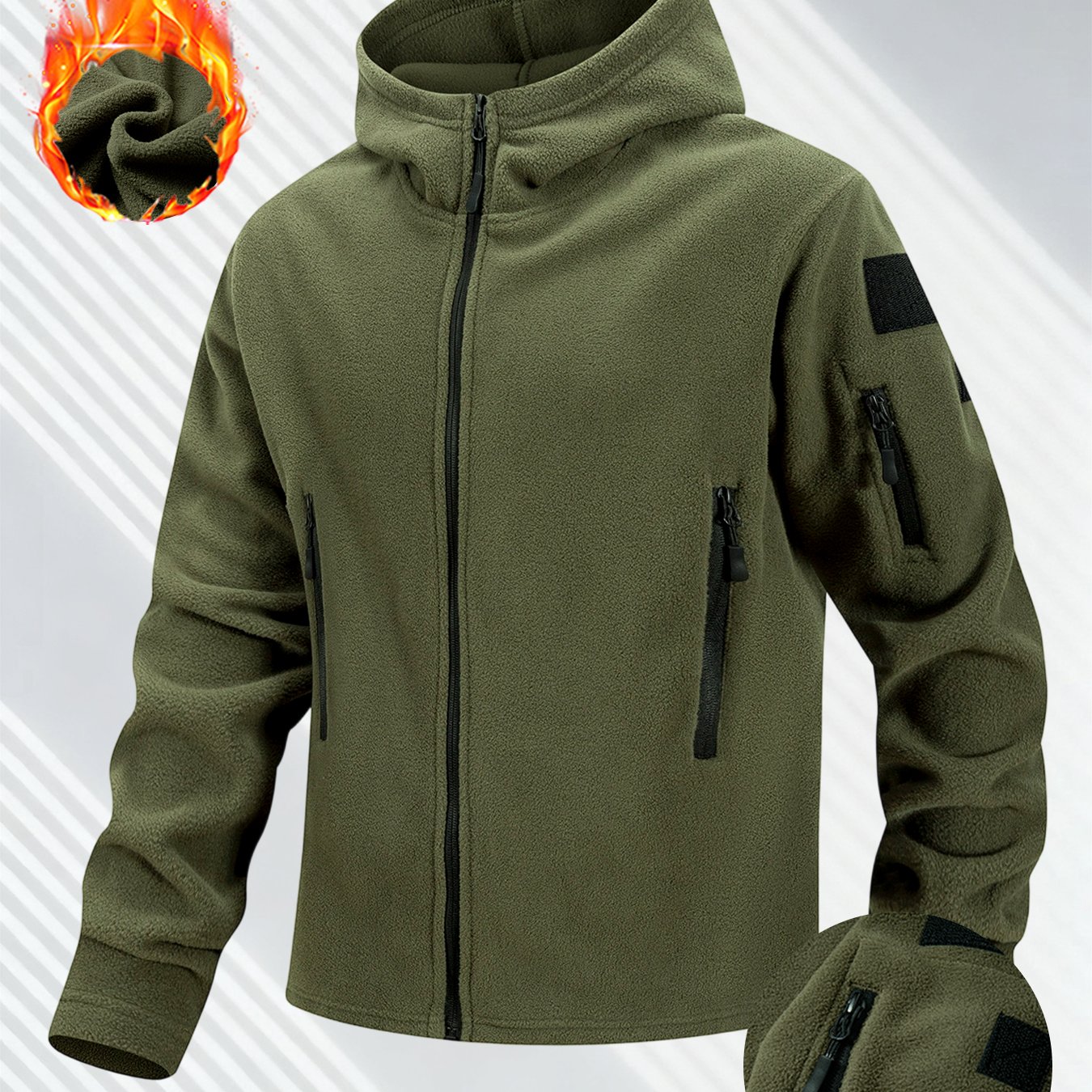 TEMU Men's Autumn/winter New Style Solid Color Jacket, Men's Zippered Hooded Jacket With Pockets, Fashionable Casual Hoodie, Suitable For Outdoor