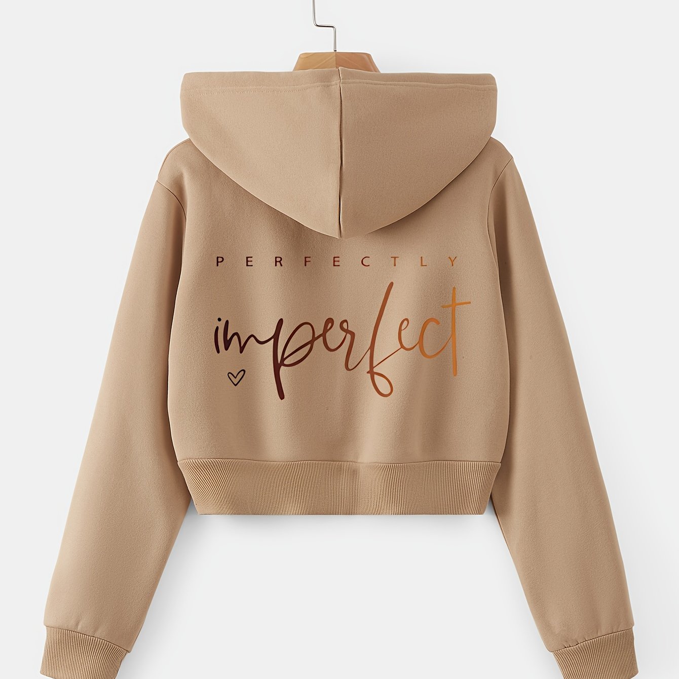 TEMU Cardigan zippé à capuche, style imprimé, coupe courte, mode décontractée printemps automne