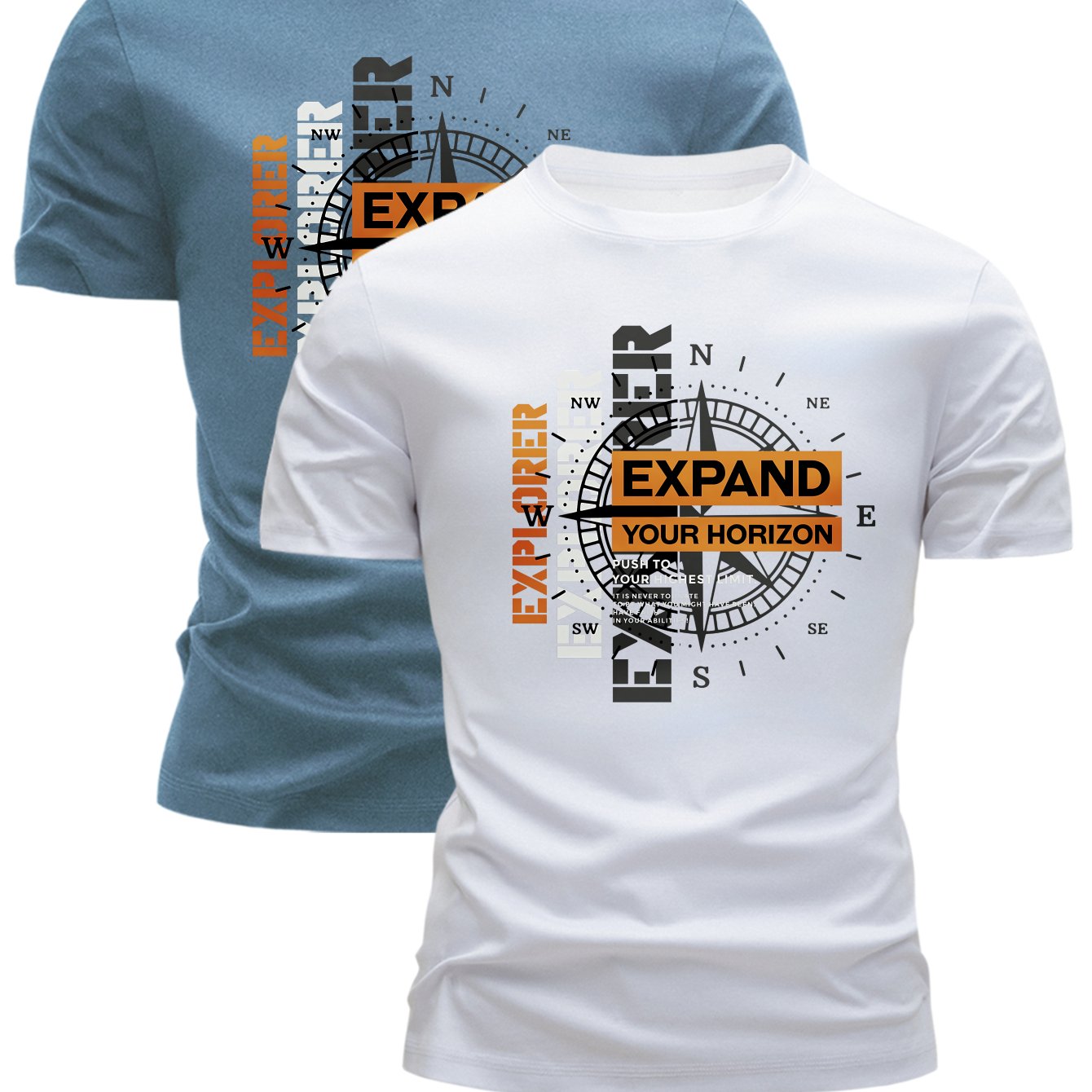 TEMU Ein Set aus zwei Herren-T-Shirts, für den Sommer mit kurzen Ärmeln, mit Slim Fit und atmungsaktivem Stoff. Trendig und stilvoll für lässige