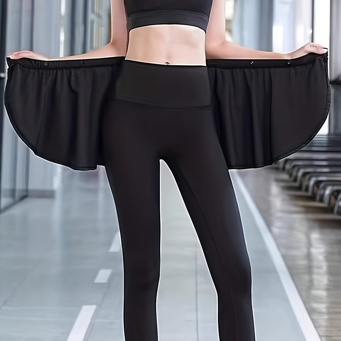 TEMU Women'-button Sporty Fashion Anti-see-through Skirt, 1pc Tennis Skirt For Layering, Hip-covering For Fitness, Yoga, And Running