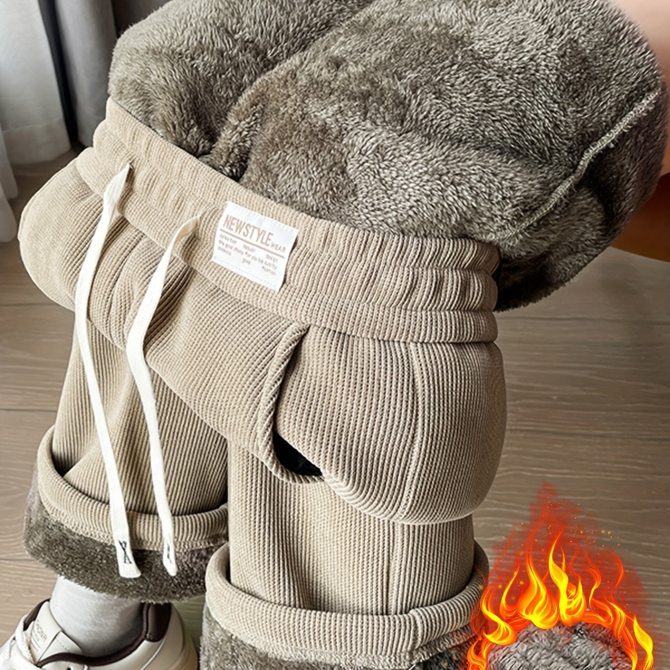 E-shop Damen Weite Beine Winterhose mit Cordrock – Dicke Wärme für kaltes Wetter, elegante lockere Langbohrer, Alljahreszeit Casual & Elegant (Kein