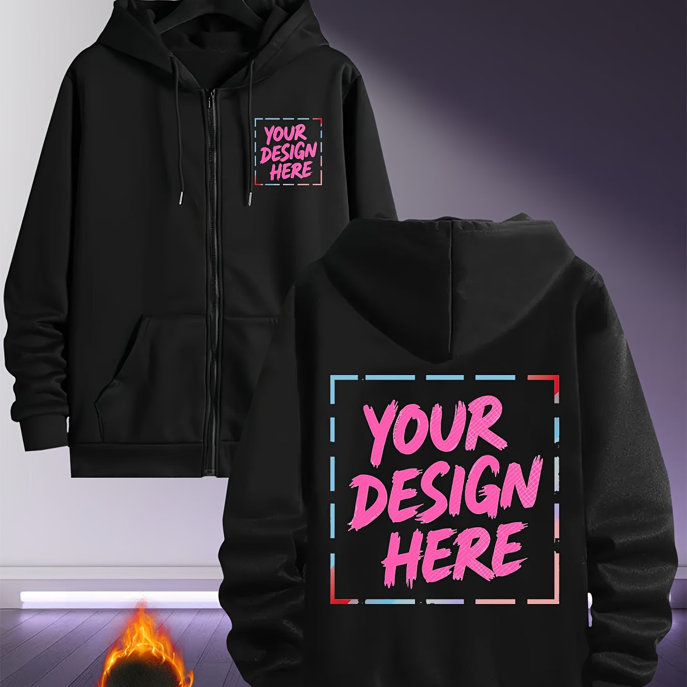 TEMU Fashionable Zip-up Hoodies For Men And Women, Featuring Custom Printed Designs On The Front And Back. Casual Sports Hoodies Are Perfect For
