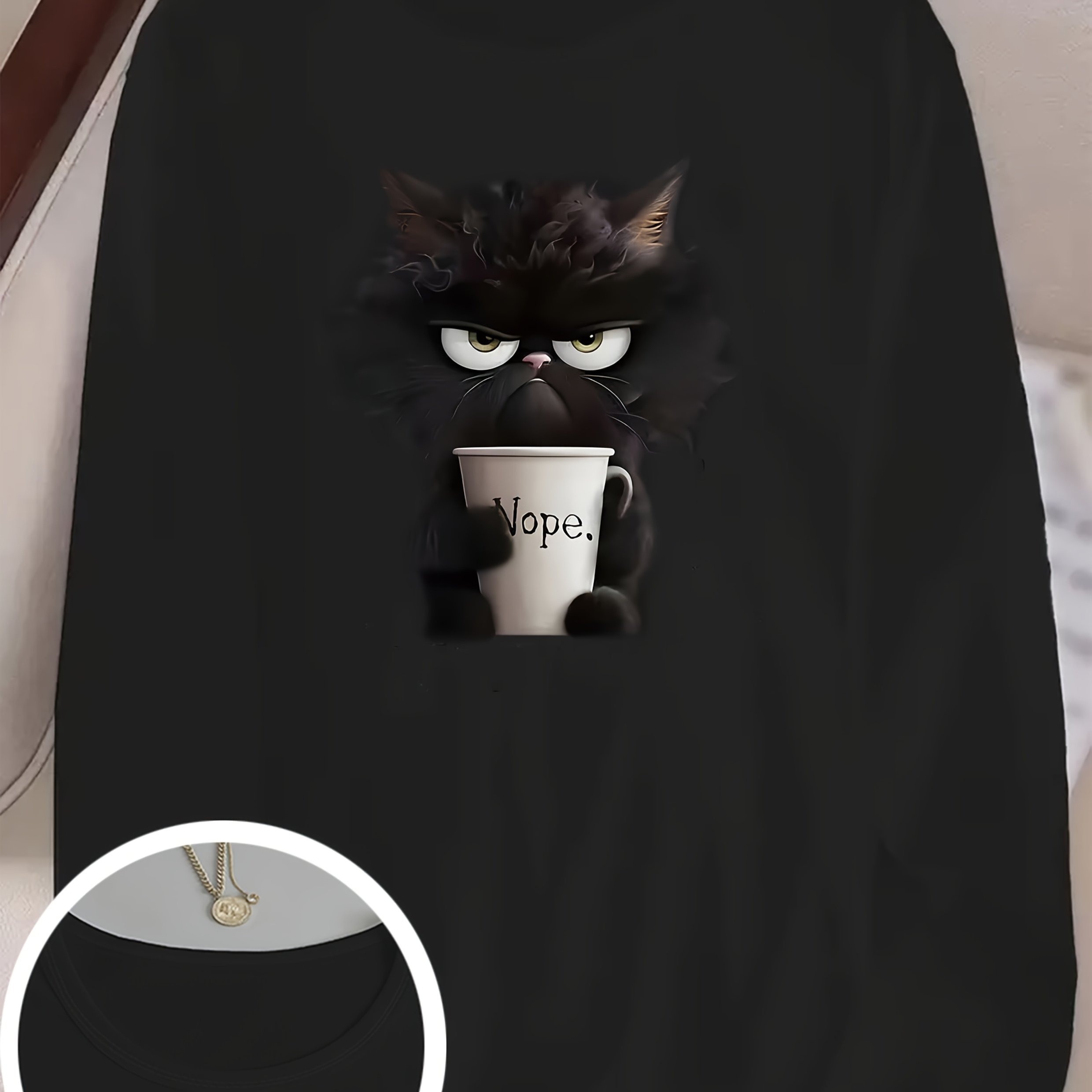 TEMU Plus Size - Plus Size - Cartoon Cat Pattern, Women's Casual Plus Size Long Sleeve T-shirt, Spring/autumn Style