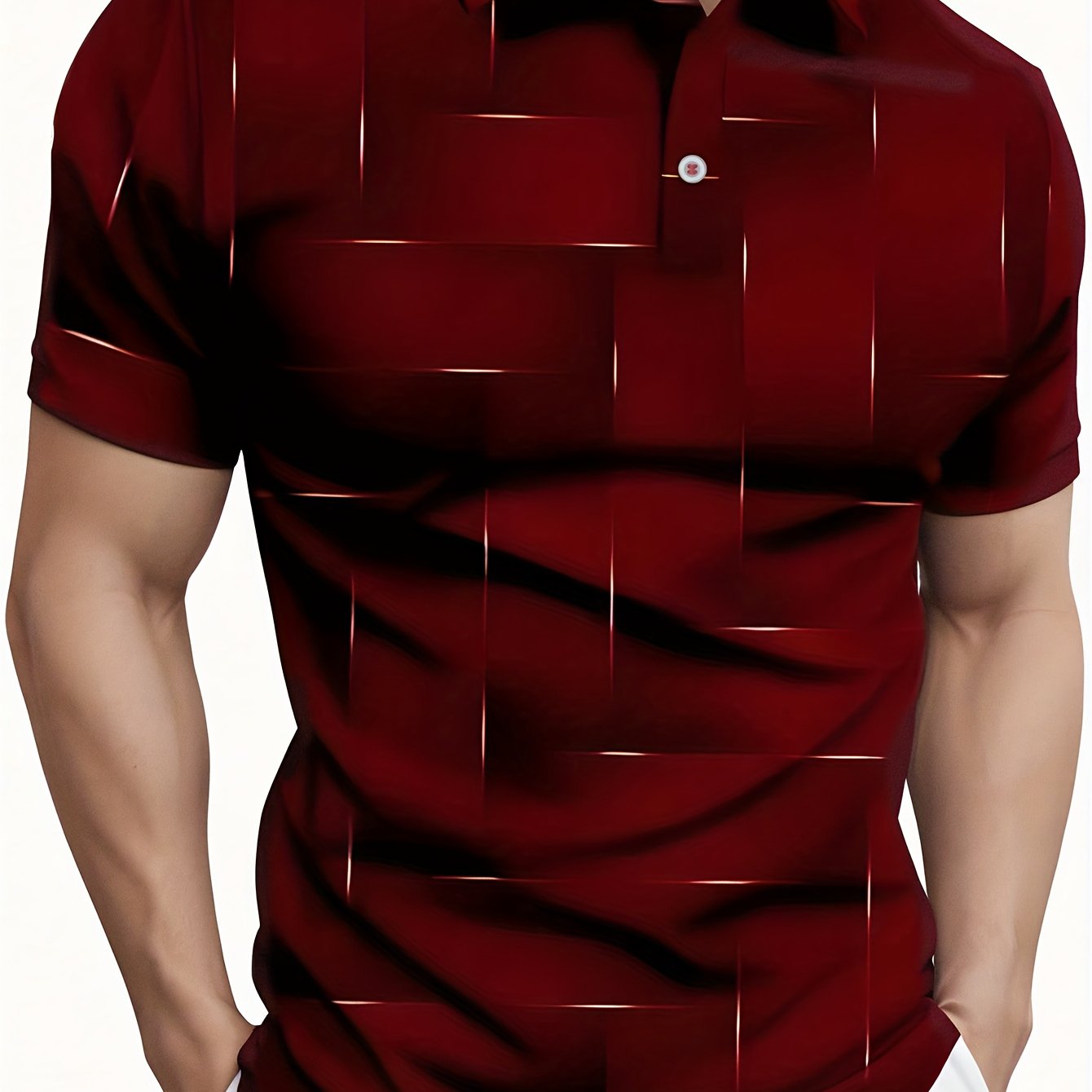 TEMU Print Shirt - Casual & , Polyester, For Golf & Leisure