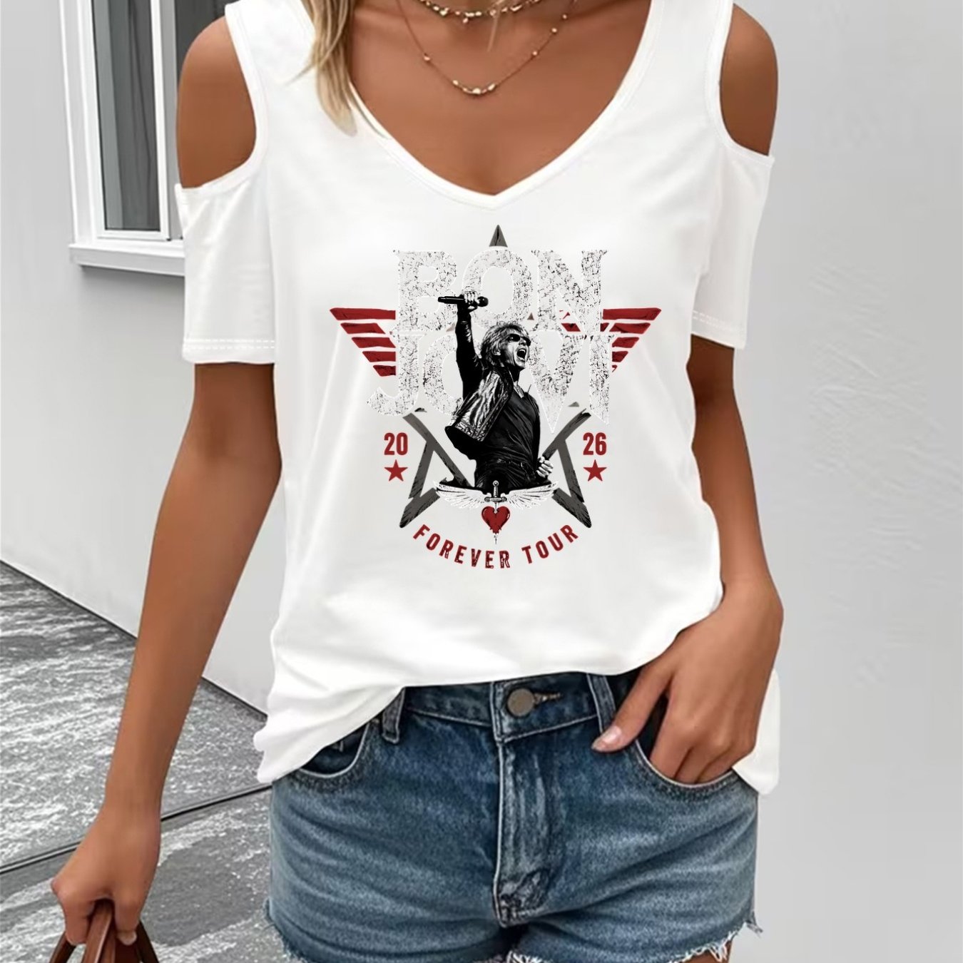 TEMU 1pc Women's Rock Stage Print Forever Tour Logo Design New Arrival Daily Wear Recommendation