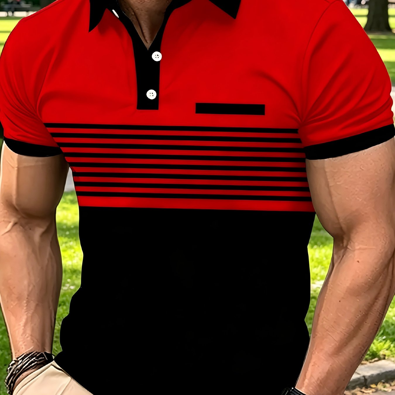 TEMU Men's Striped Shirt, Casual And Sporty, Ideal For Daily Commutes, Cool And Comfortable, A Perfect Gift