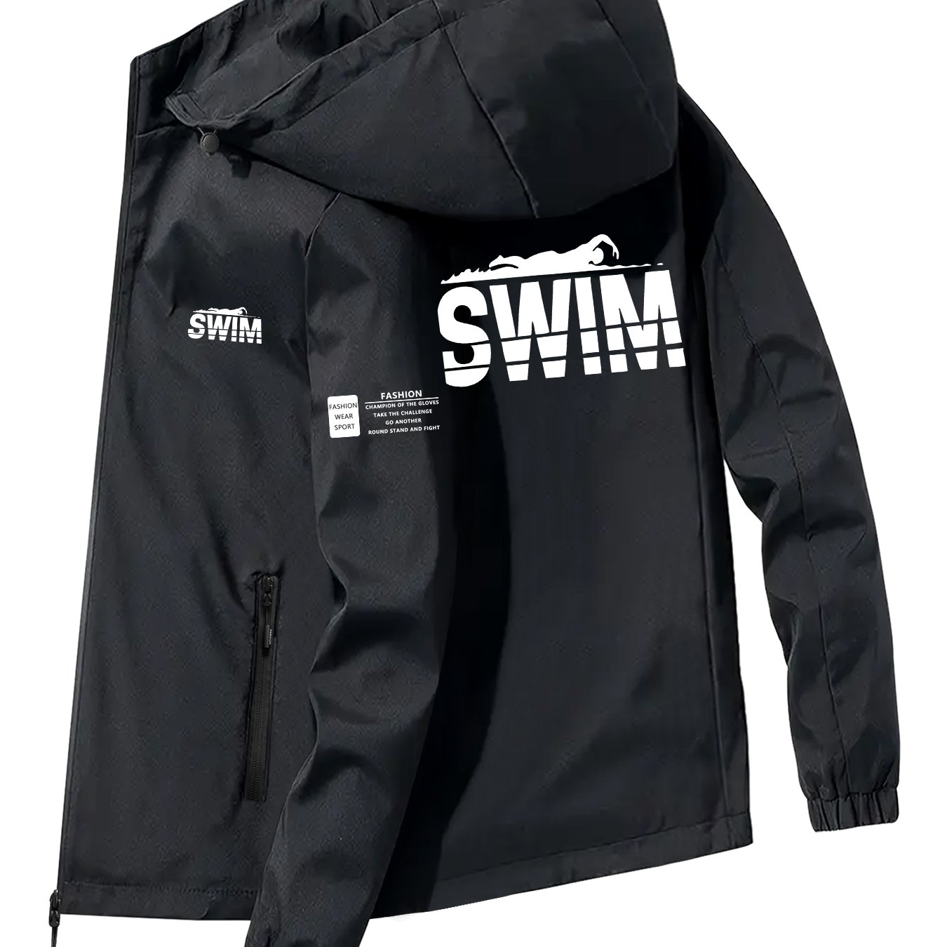 TEMU Hooded Suitable For Outdoor Travel And Hiking, Featuring A Swimming-themed Pattern. Lightweight And Durable Fabric, This Warm Outer Jacket Is An