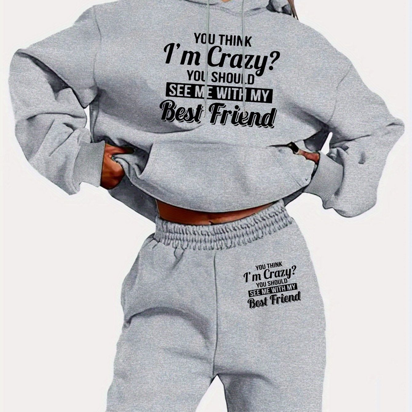 TEMU This Winter Hoodie Set Is Stylish And Versatile, Featuring A Pocketed Top For Casual Convenience