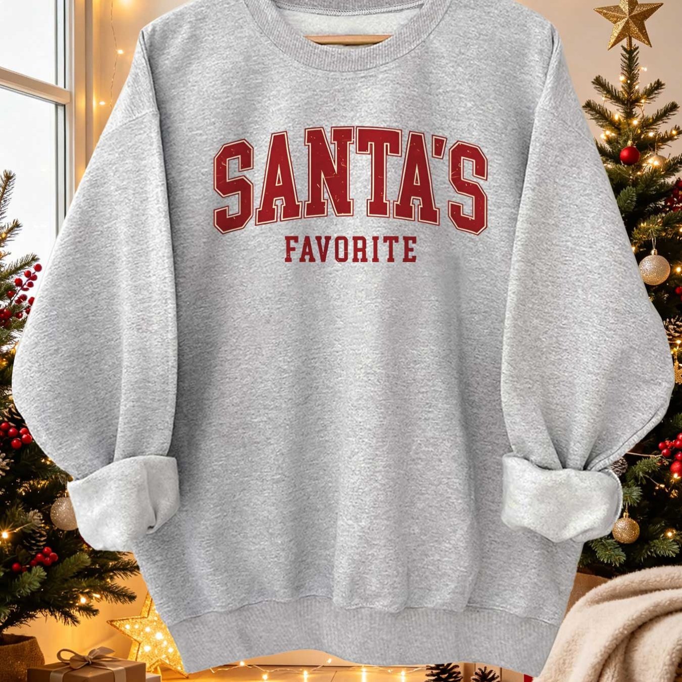 TEMU Kerstmis Dames Herfst/Winter Casual Top, Amerikaanse Campusstijl, Sweatshirt met Letterprint, Lange Mouwen, Gevoerd, Ronde Hals