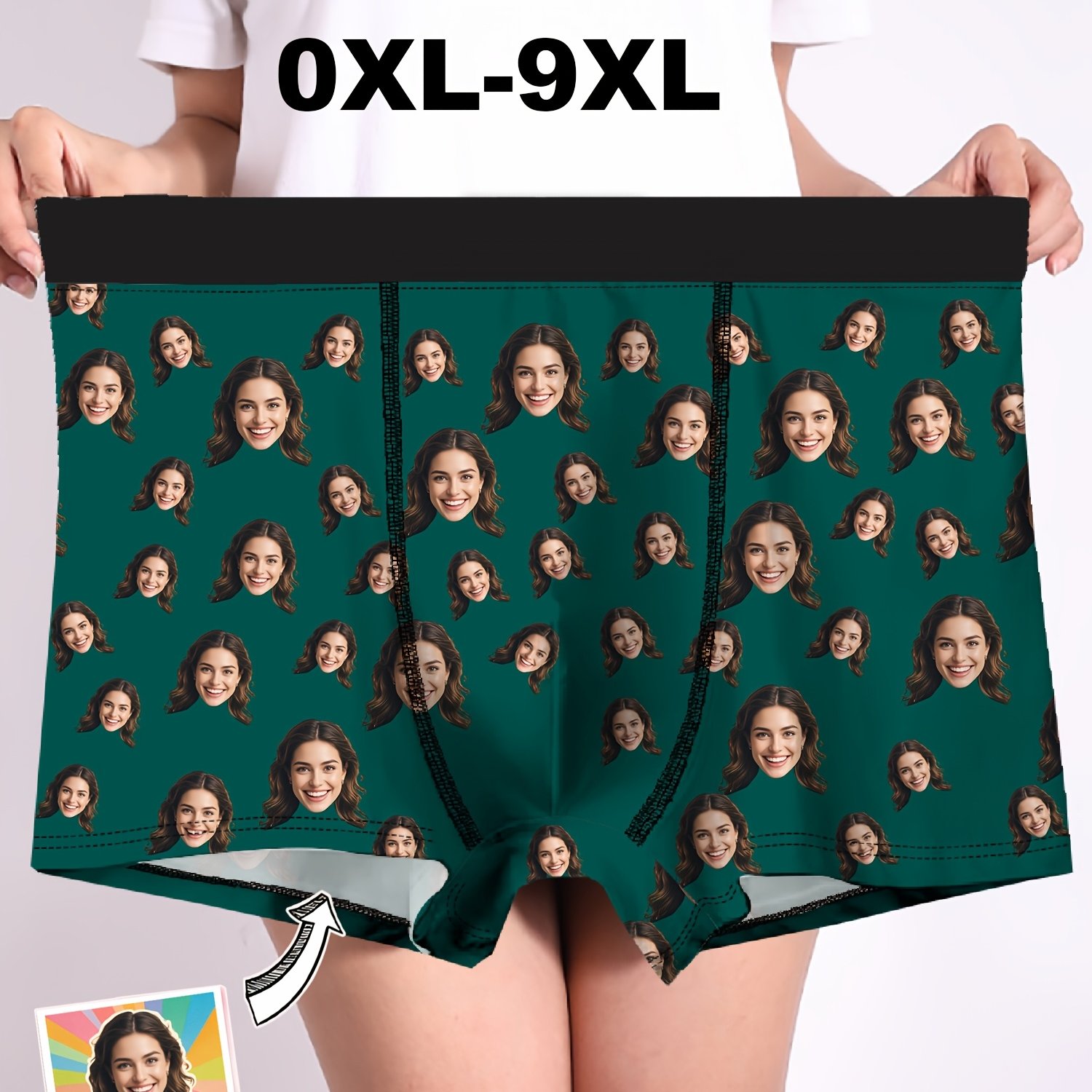 TEMU Boxers pour Hommes avec Photo Personnalisée - Imprimé Visage, Tissu Extensible Confortable, Lavable en Machine - Cadeau de Blague Parfait pour