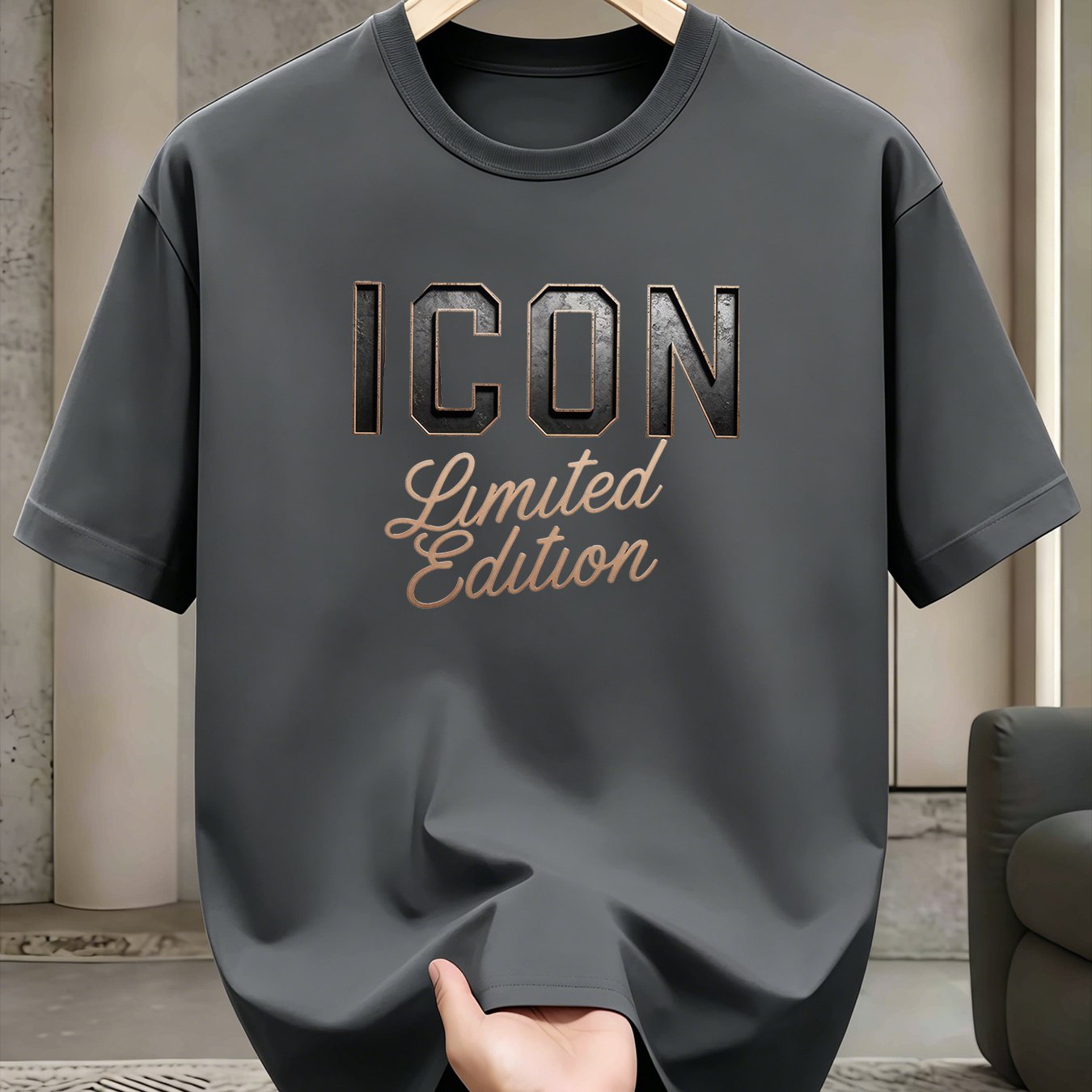 TEMU T-shirt da con stampa [Design stampato - Non testurizzato] , casual, , ICON Limitata, motivo a lettere, moda per adulti, abbigliamento casual,