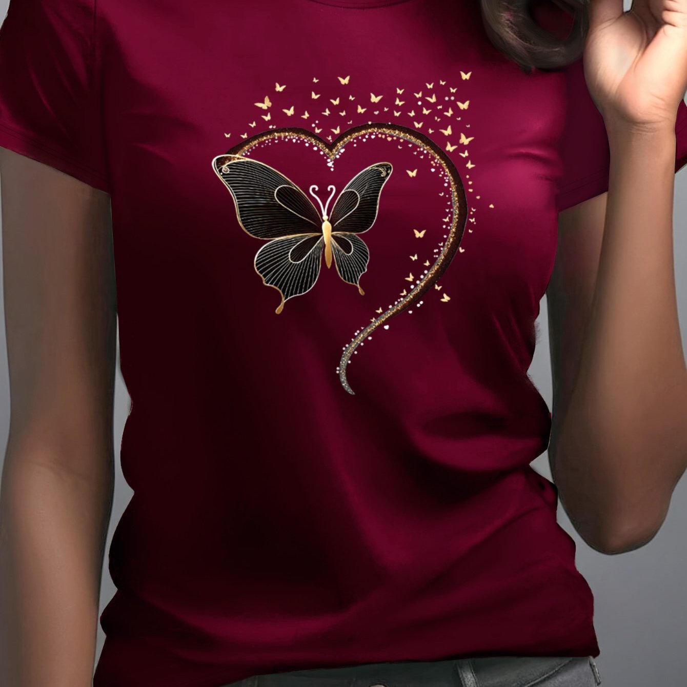 TEMU Women's Casual T-shirt Featuring A Stylish And Fun Graphic Print, Designed With A Comfortable And Loose Fit. Made From Breathable And Stretchy
