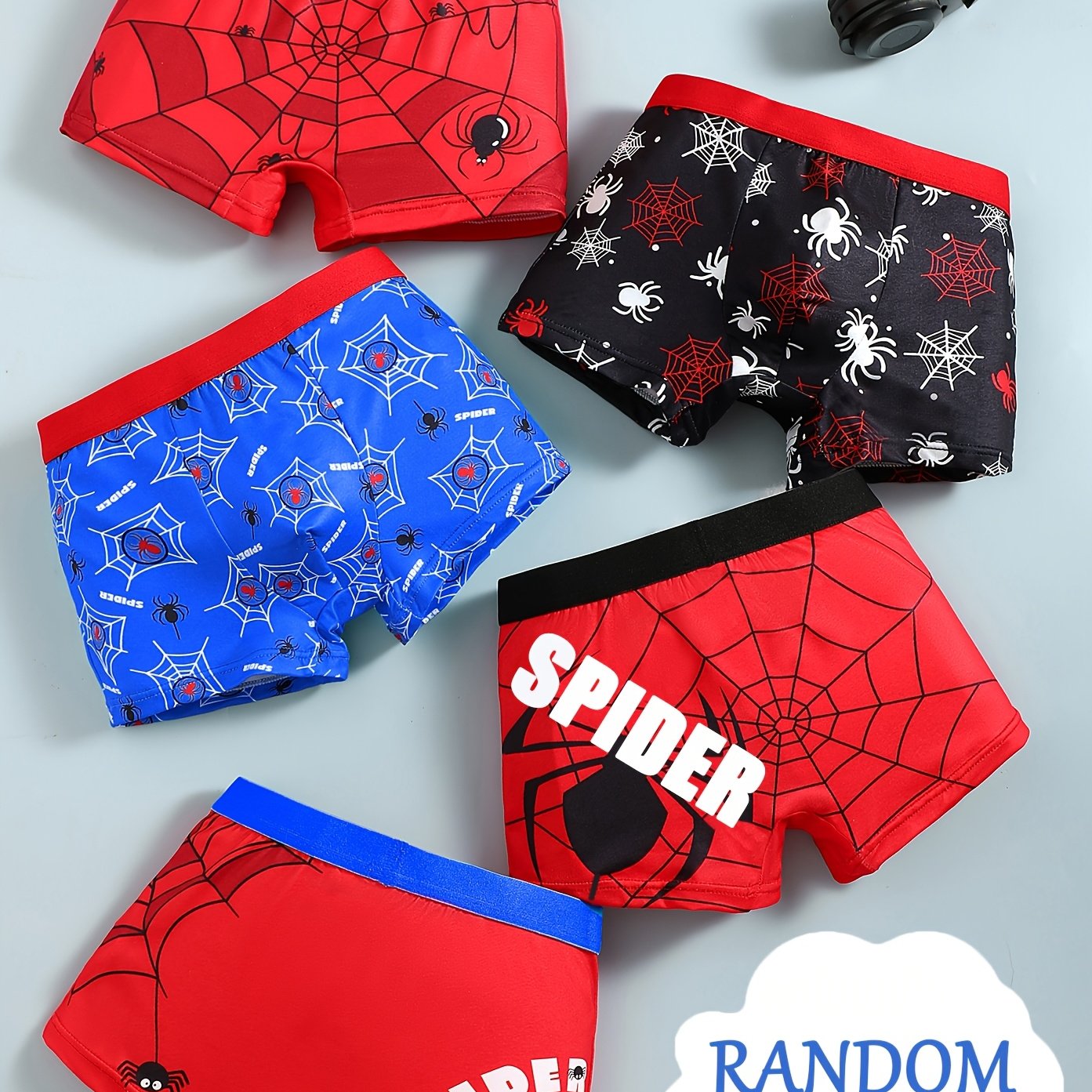 E-shop Zufällig versandte 4er-Pack Unterwäsche mit Spider-Tierdrucken, weich und bequem für Jungen. Geeignet für Jungen im Alter von 4 Jahren für Sport