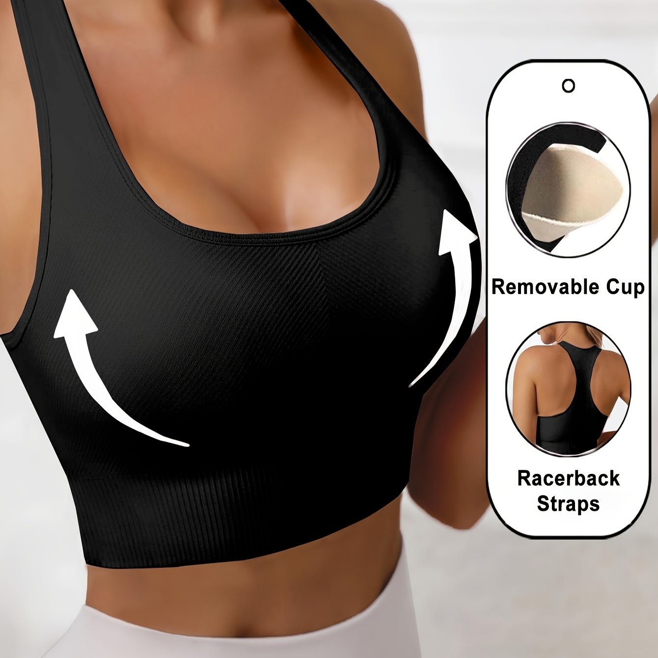 Image of Ribbed Tank Tops Set - Women's Slim Fit, Solid Colors, Casual, Outerwear Camisoles With Removable Pads For Comfortable Everyday Wear