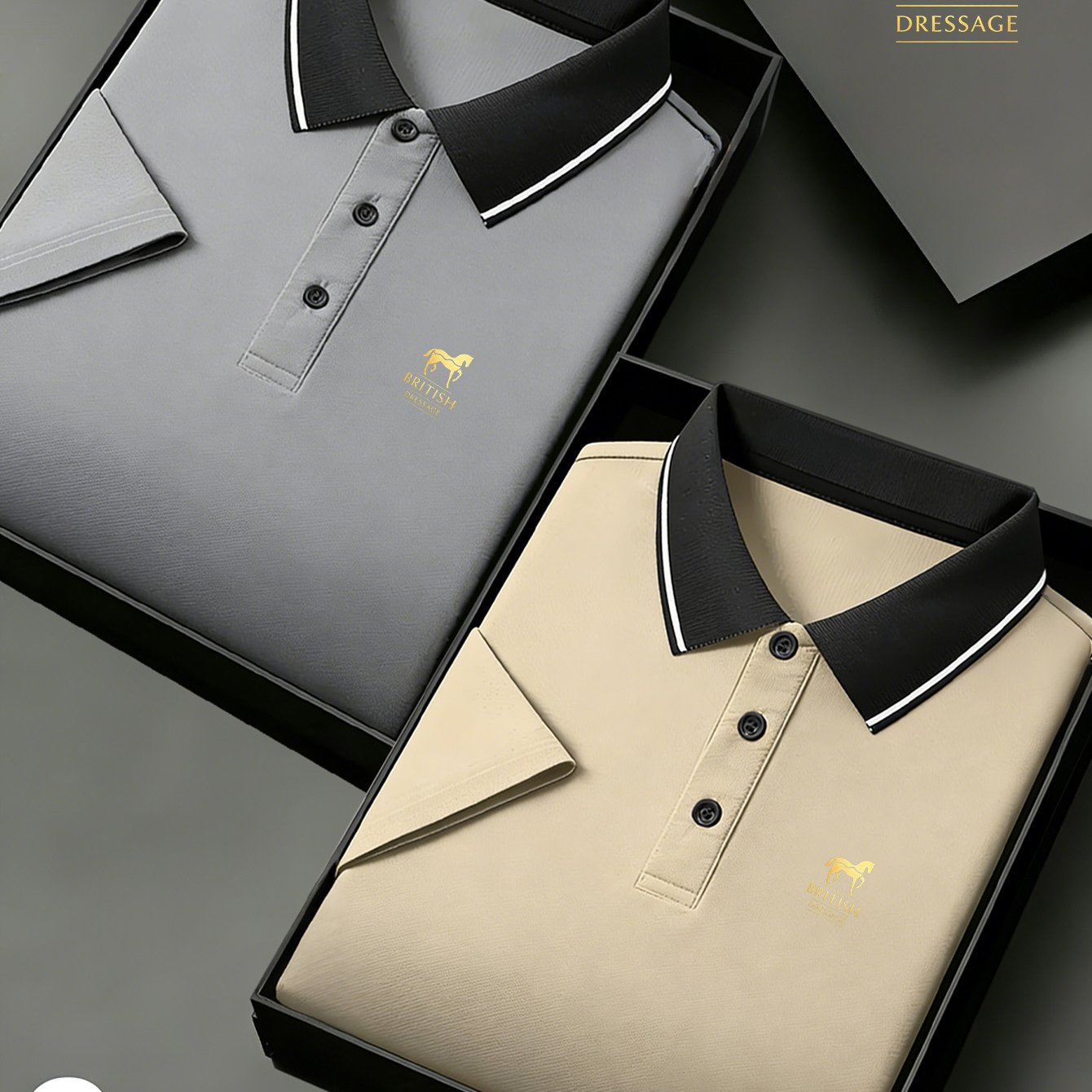 TEMU 2-pc Men's Gilded Equestrian Logo Print Shirts Gg1138, Soft Breathable Sweat-wicking Fabric, Slim For Golf, Outdoor & Daily . Gift Box For