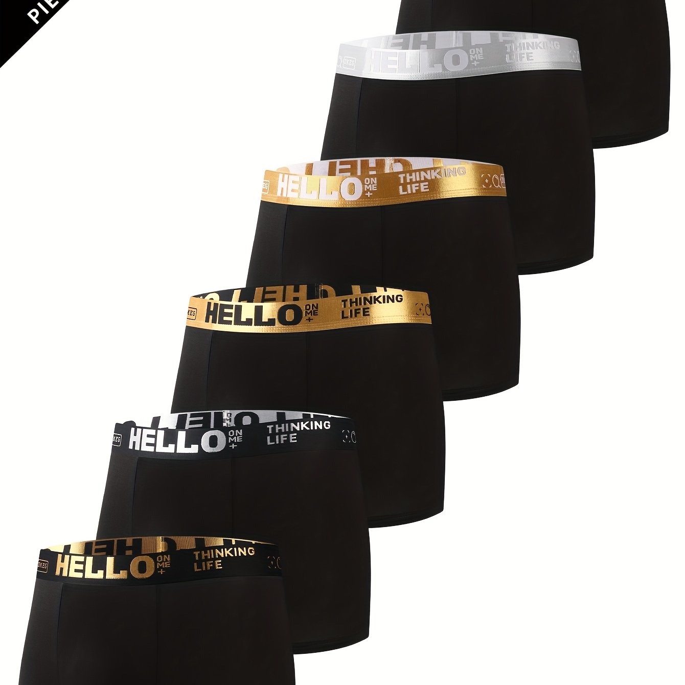 Image of 6pcs Men's "hello" Boxer Briefs - Breathable, Soft, And With A Waistband - Casual Fashion Underwear, Shorts