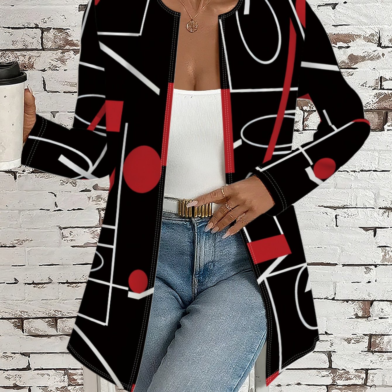 TEMU Printed Design â Not Textured, , Color- High-quality Women's Apparel, Casual Spring/summer Style For Daily Wear And Home, Lightweight Open-fron