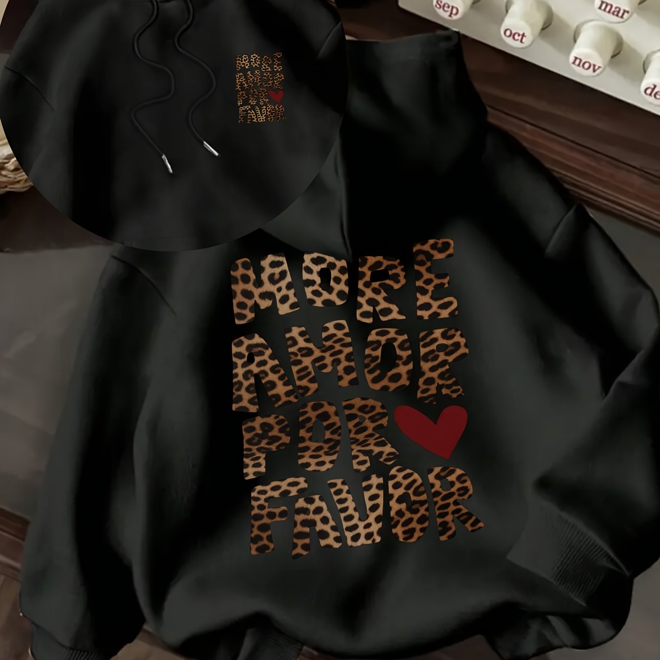 Image of Letter Print Hoodie, Drawstring Casual Hooded Sweatshirt For Winter & Fall, New Womens Clothing, Womens Top For Daily Wear
