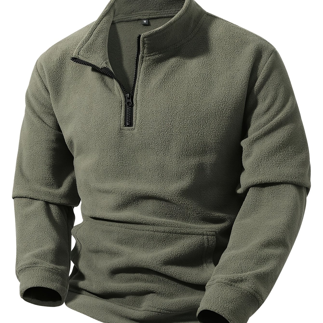 TEMU Men's New Solid Color Half Zipper Fleece Long Sleeve Casual Loose Outdoor Warm Breathable Sweatshirt, Autumn Essentials