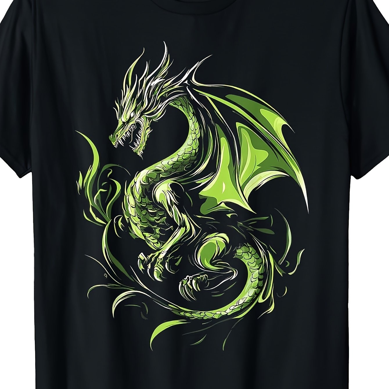 T-shirt Featuring A Mythical Green Dragon Graphic Design