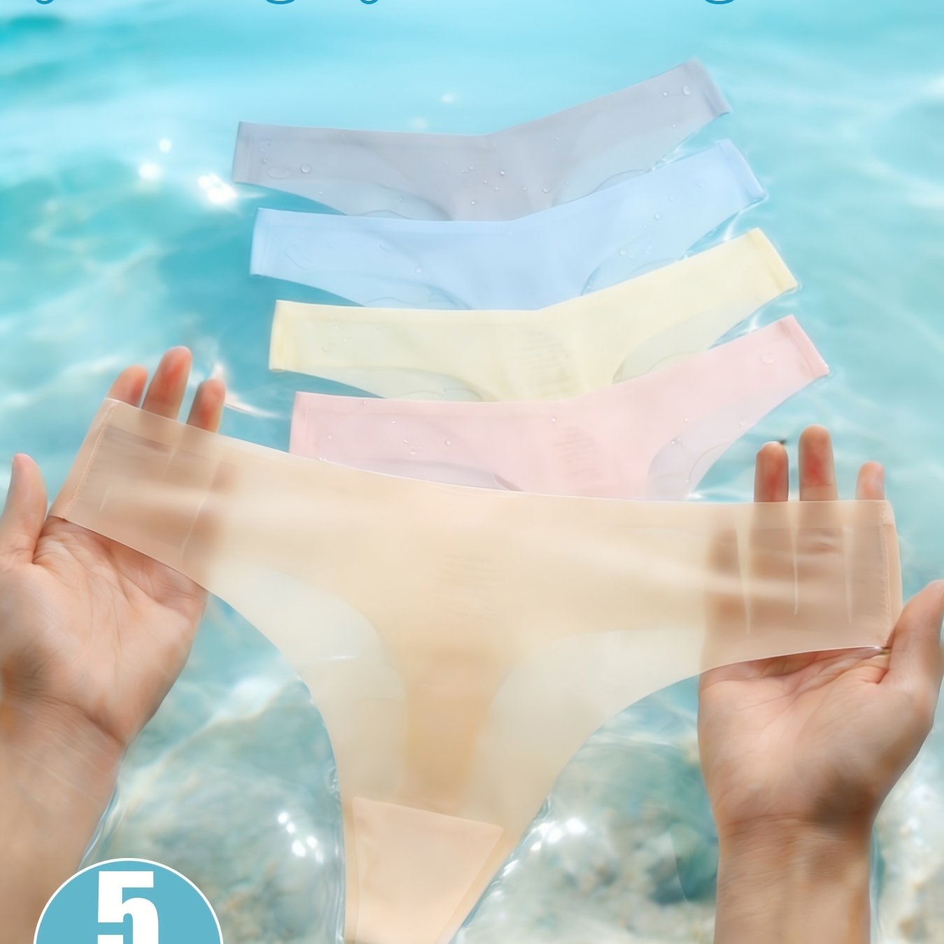 E-shop 5-teilig BellaBreeze Damen Halbtransparente Low-Rise Tanga-Slips – Ultradünne Unsichtbare Unterwäsche für Sommer, Hochzeit & , Nahtlos