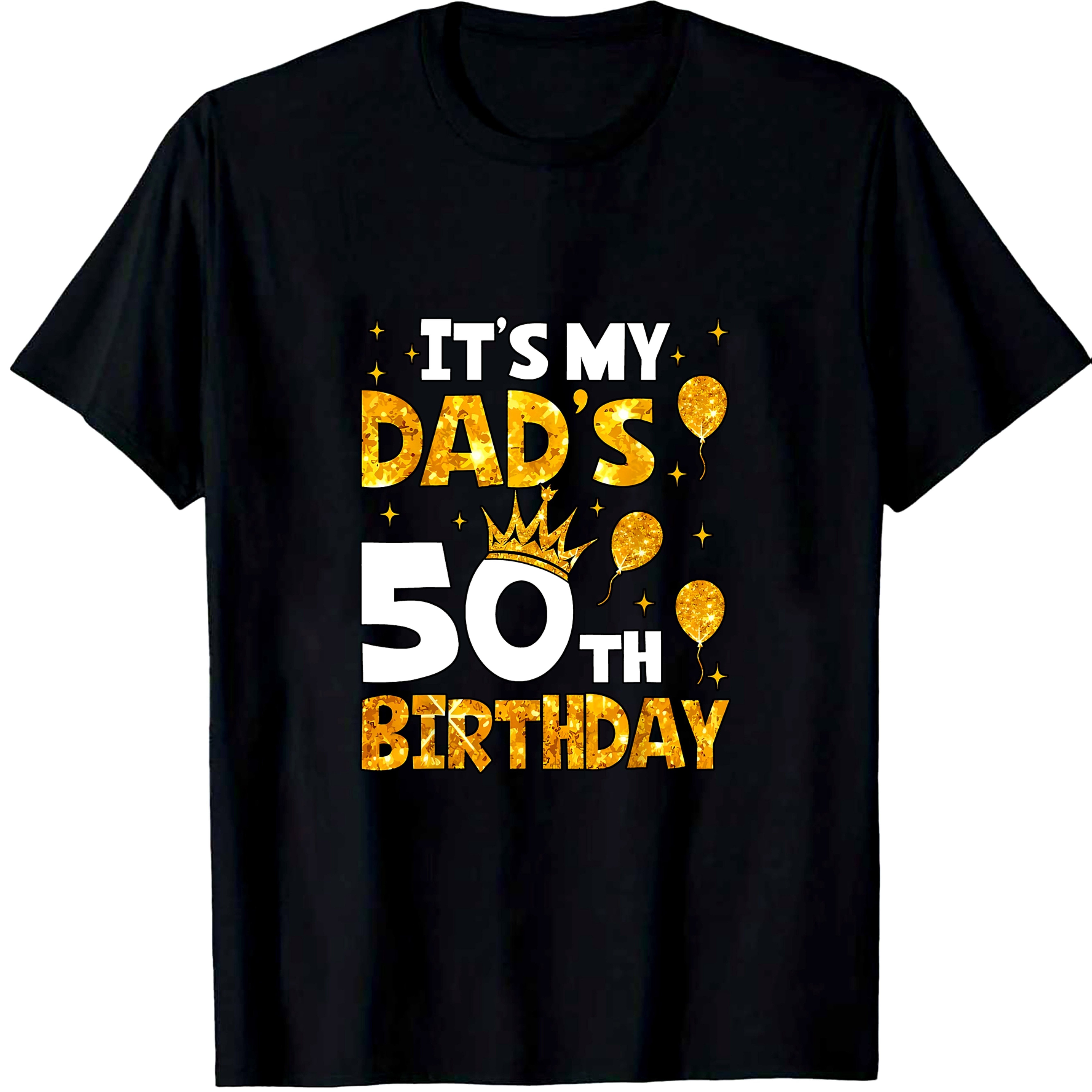 TEMU A Humorous T-shirt For Father's 50th Birthday Celebration| Casual Crew Neck, Stretch Fabric, Regular Fit, Perfect For Men, Summer Season