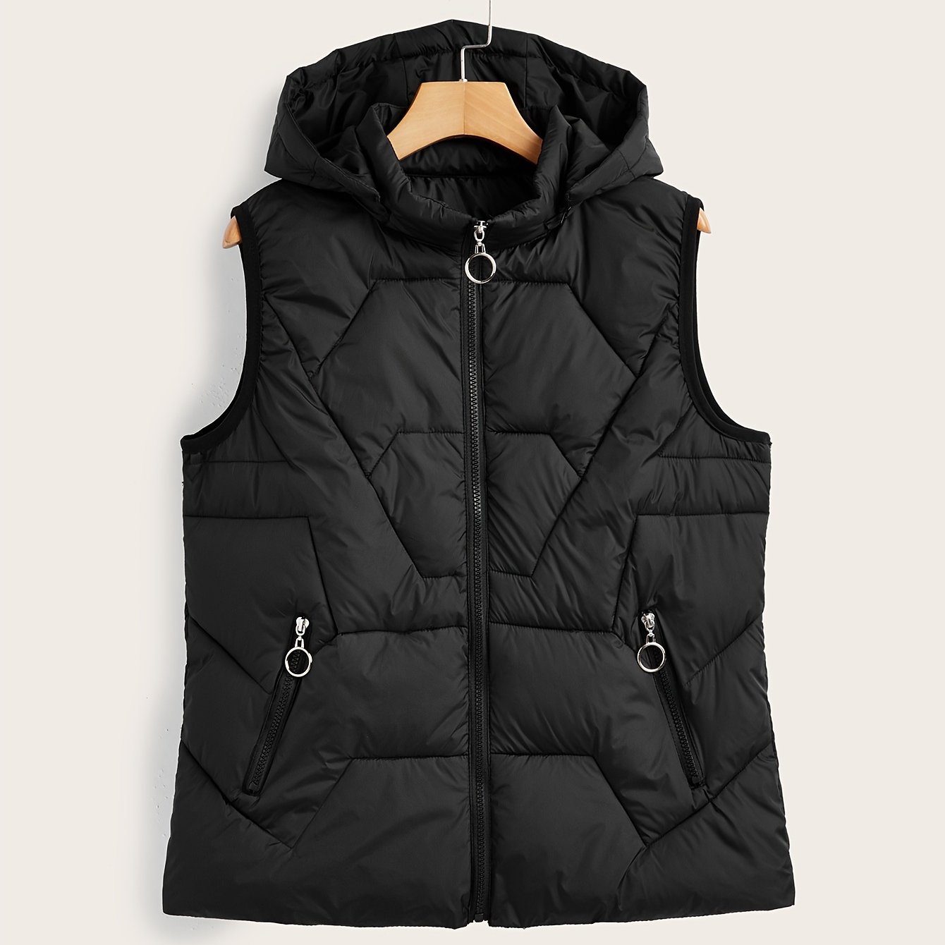 E-shop Damen Erwachsene Imitationsweste Jacke, Warme Schwarze Weste Jacke für Herbst und Winter.