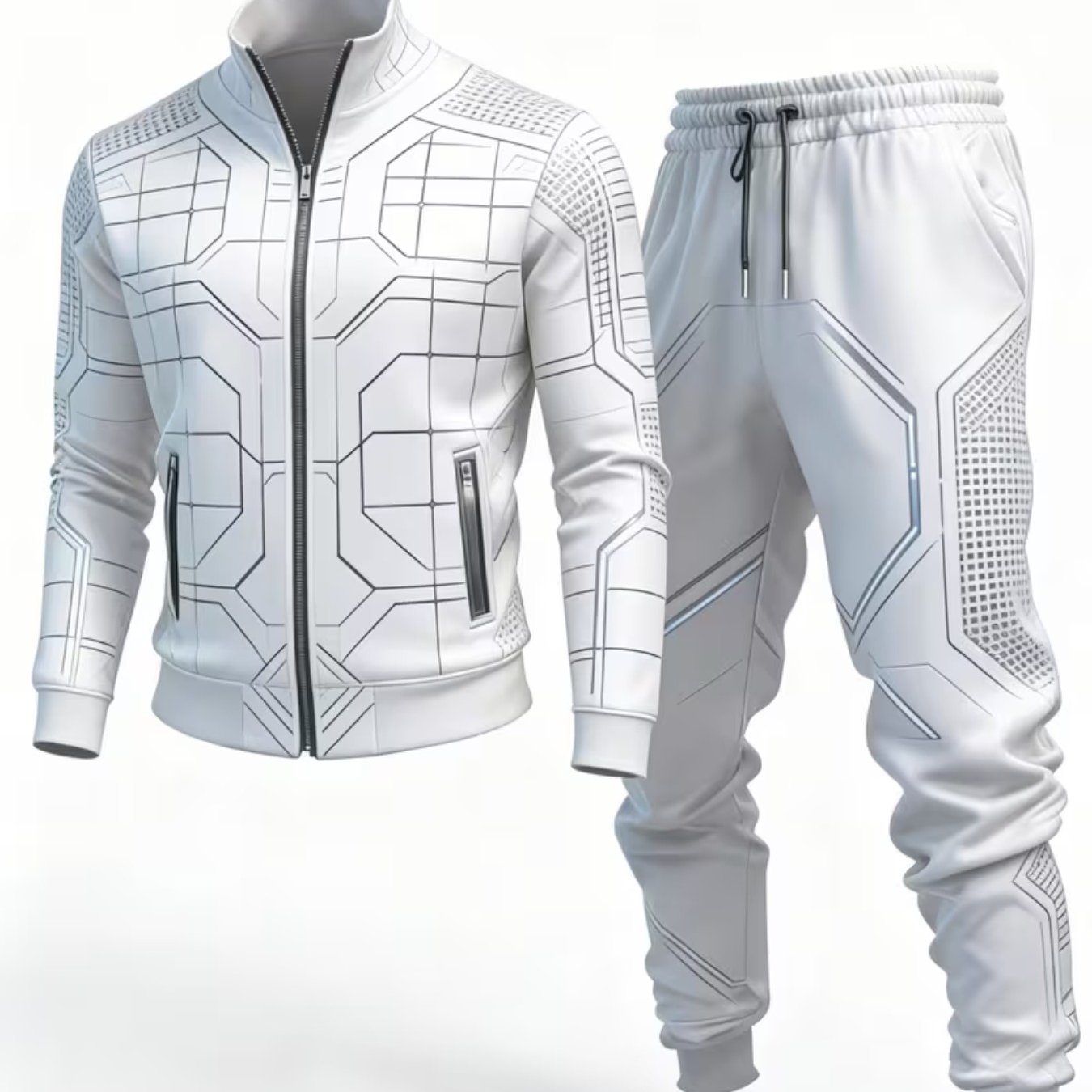 Men's Casual Sports Jacket And Comfortable Long Pants Set, Suitable For , Regular Fit With Matching Set, Men's Sports Outfit, Suitable For Casual Wear, Semi-formal Occasions, And Team Uniforms