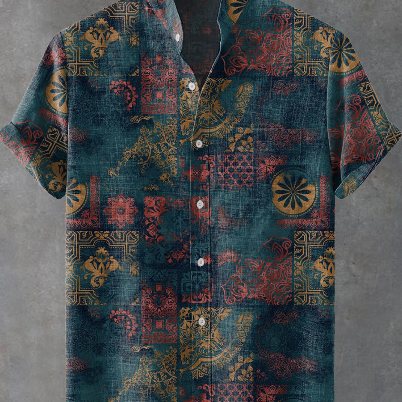 Men's Stand Collar Pocket Shirt, Casual And Comfortable For Daily Wear