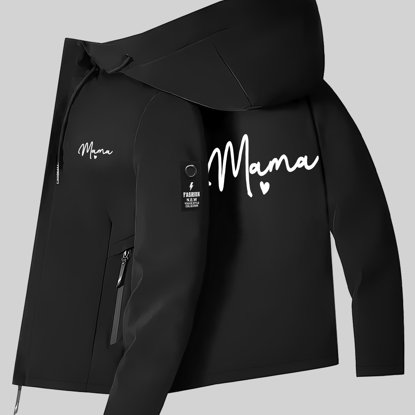 TEMU And Autumn Couple's Windbreakers With Mama Print, Jackets For Outdoor Climbing, Suitable For Men And Women.