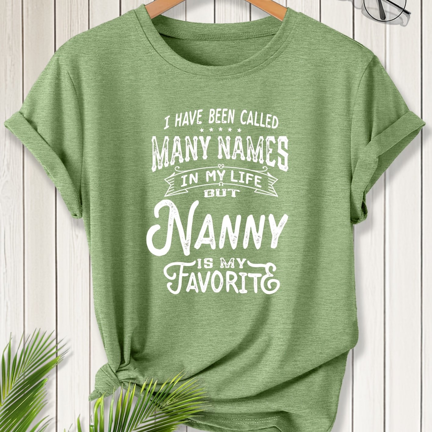 TEMU Ladies Elegant Short-sleeved Nanny Is Nanny / Grandma Fun Name Print Round Neck Women's Short-sleeved Suitable For Spring And Summer Fashion
