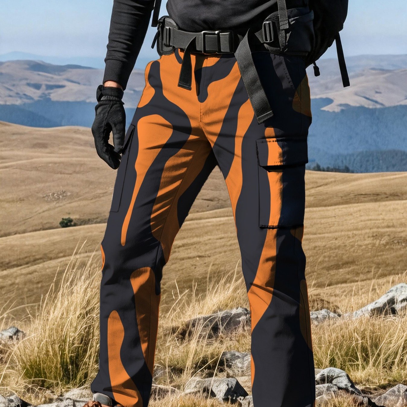 TEMU Printed Design â No Texture, No Handcrafting. Men's Functional Fashion Streetwear Practical Work Pants With Random Prints. Lightweight, Sturdy,