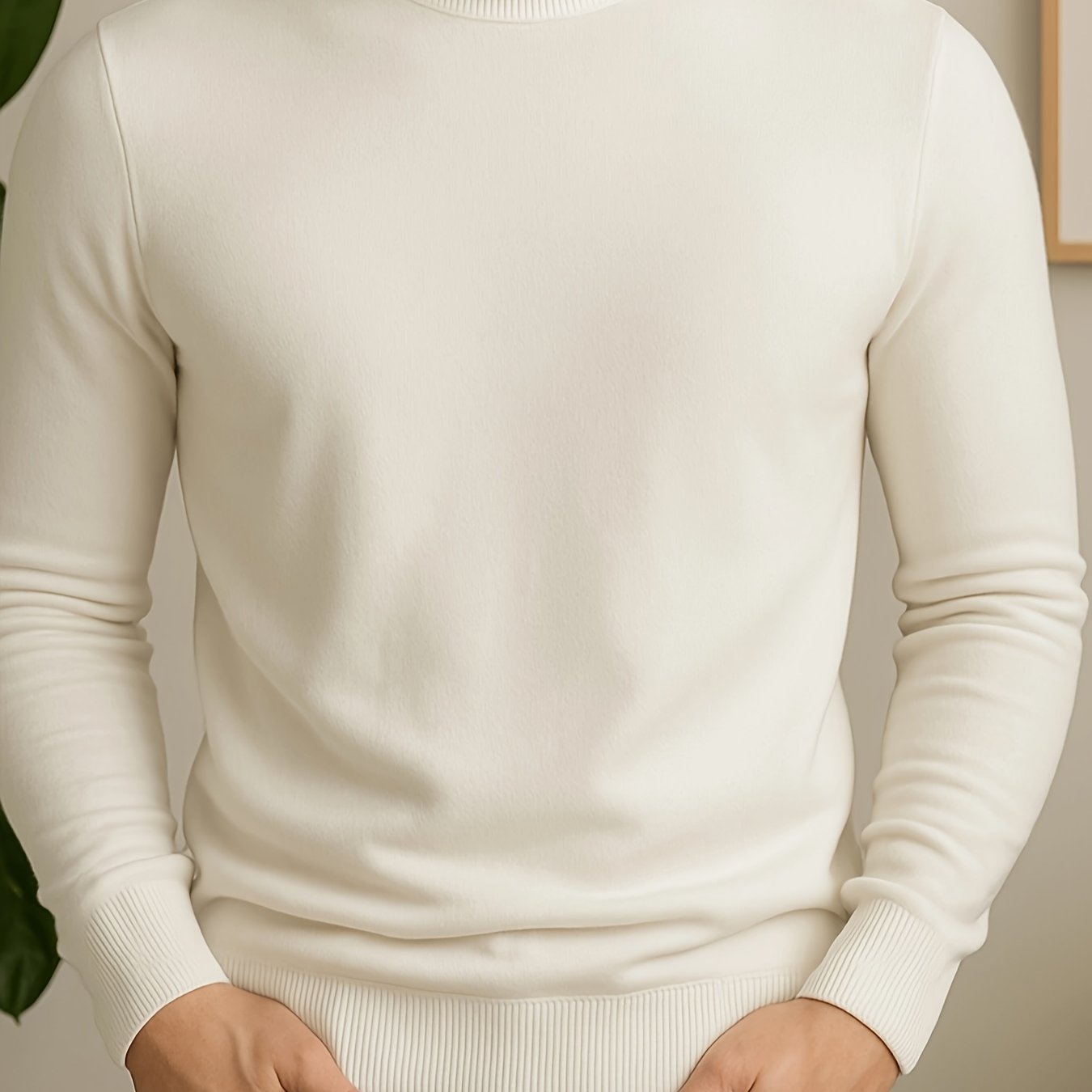 Image of Early Spring New Arrival Men's Ribbed Turtleneck Knit Sweater, Solid Long Sleeve Pullover, Slim Fit Sporty