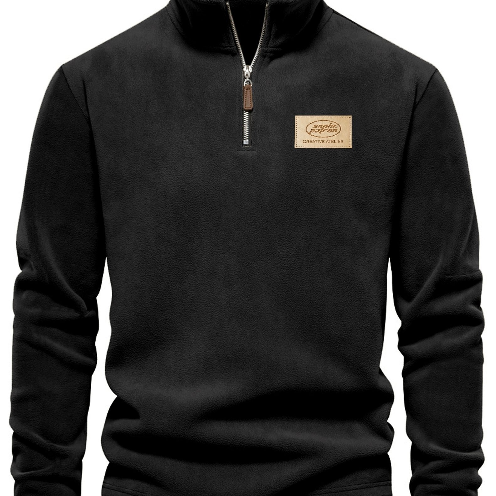 TEMU Men's Fleece Solid Easy Casual All-match Autumn Winter Warm Long Sleeve Top