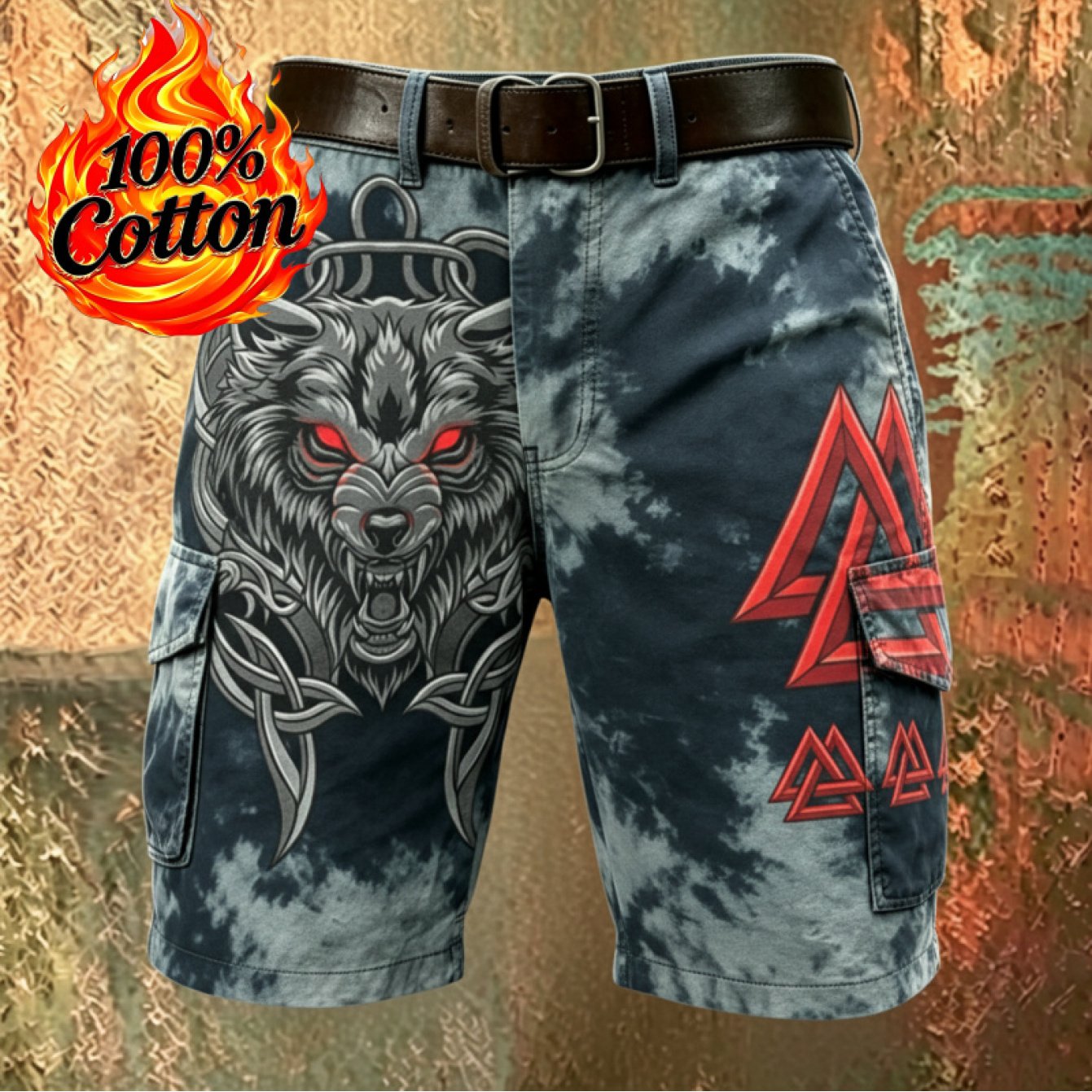 TEMU Men's 3d Printed Workwear Shorts With Multi-pocket - Y2k Retro Street Style Beltless Shorts Suitable For Casual Wear, Outdoor & Everyday Use,