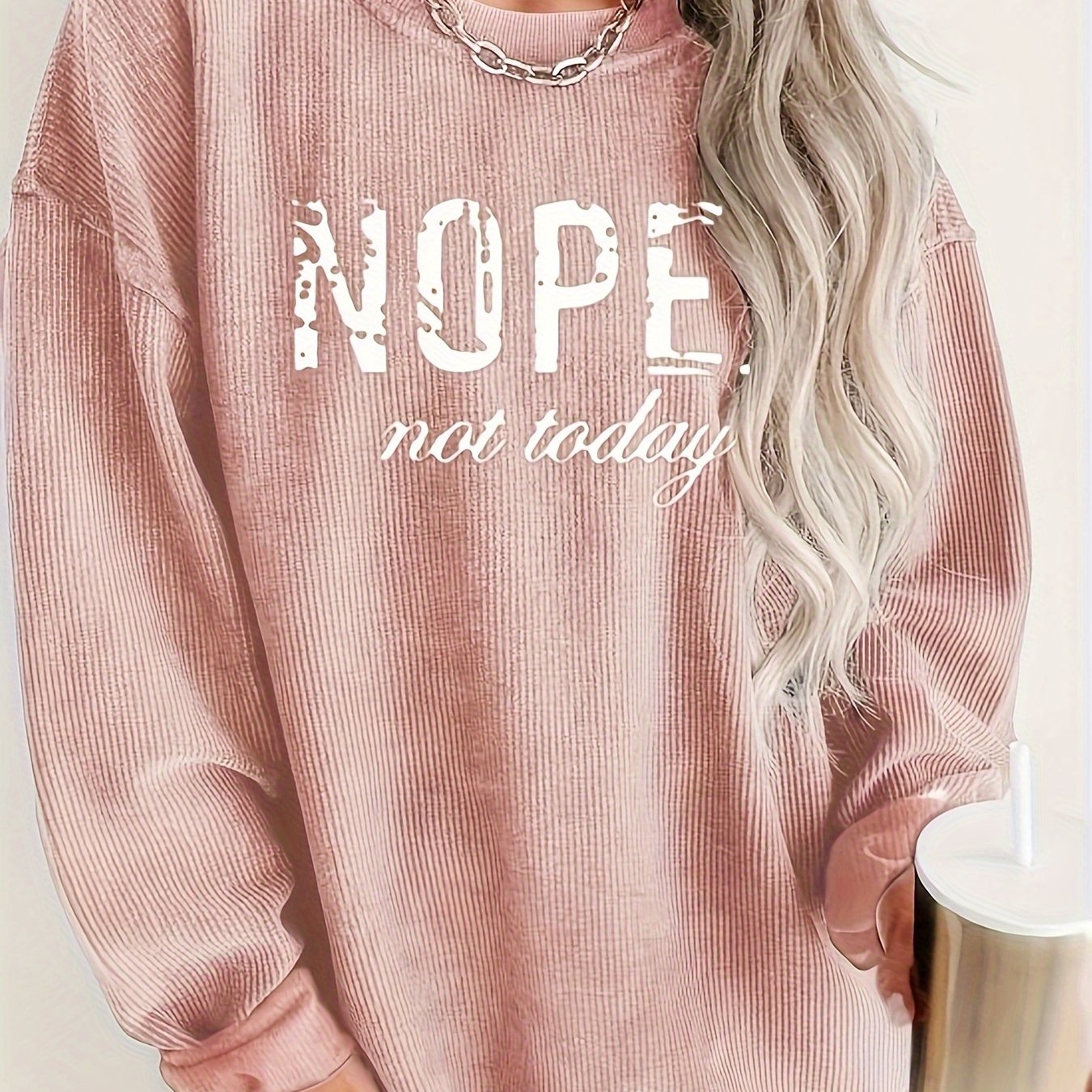 TEMU Nope Printed Long-sleeve Top