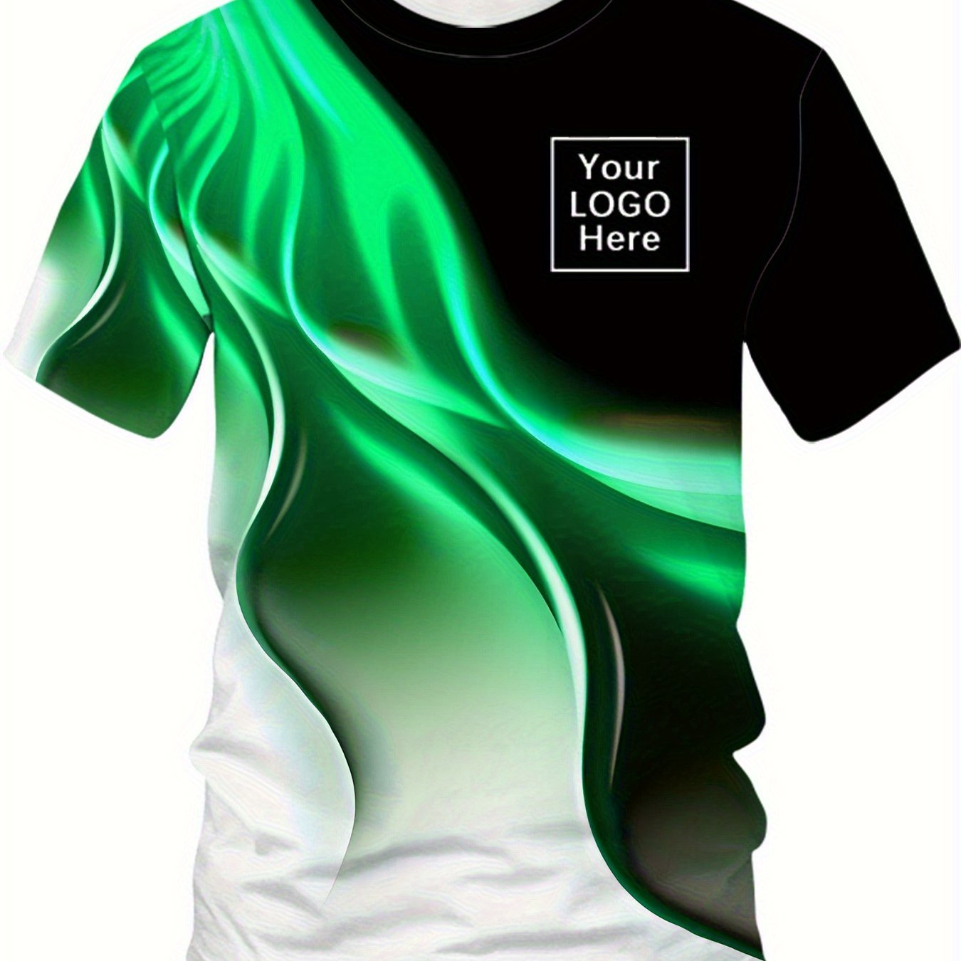 TEMU Customized Product: Men's Casual T-shirt With Fashionable Gradient Pattern Print. Personalize With Your Own Photo Or Logo. Soft Crew Neck